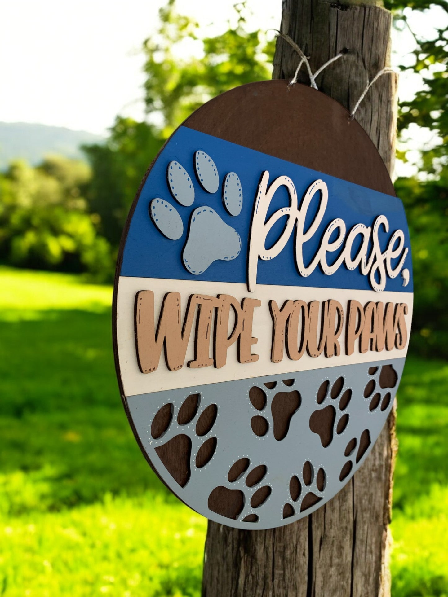 Wipe Your Paws Sign β Handmade 3D Wooden Dog Paw Print Entryway Decor for Pet Lovers