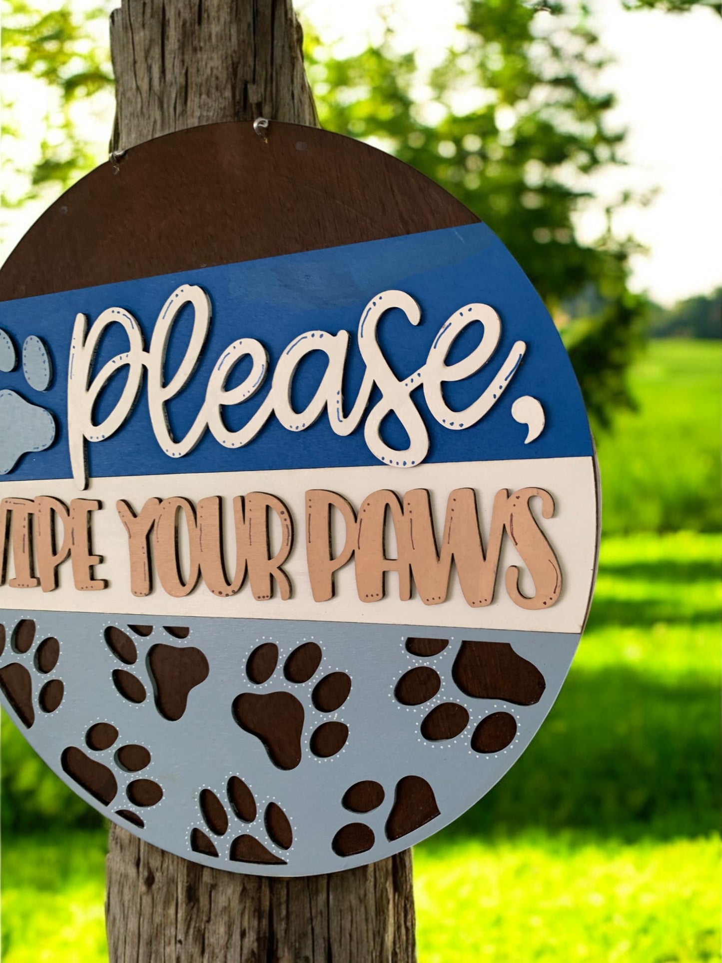 Wipe Your Paws Sign β Handmade 3D Wooden Dog Paw Print Entryway Decor for Pet Lovers