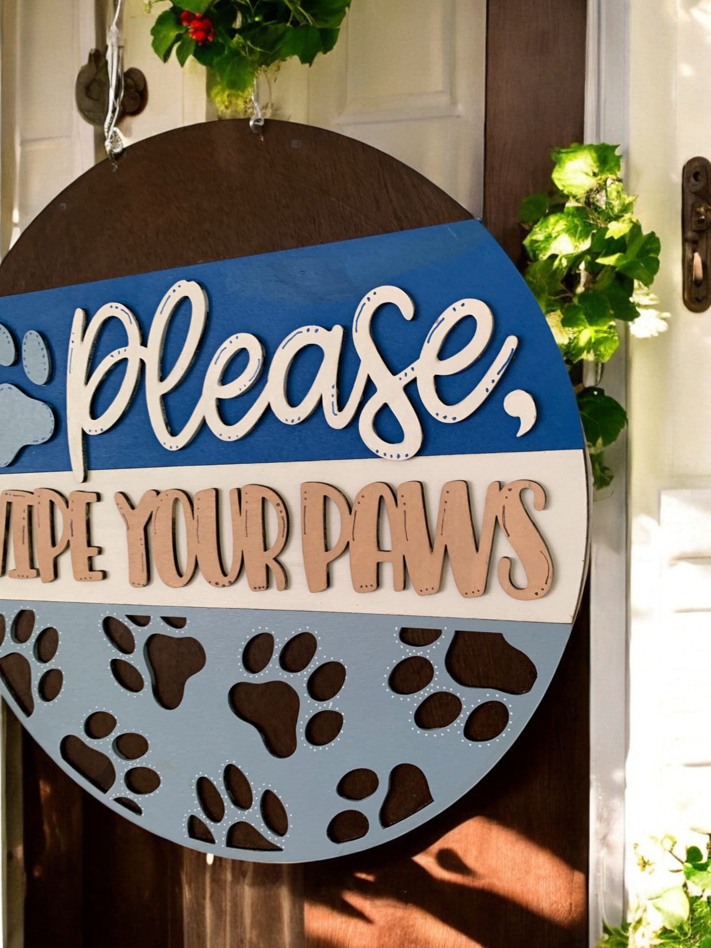 Wipe Your Paws Sign β Handmade 3D Wooden Dog Paw Print Entryway Decor for Pet Lovers