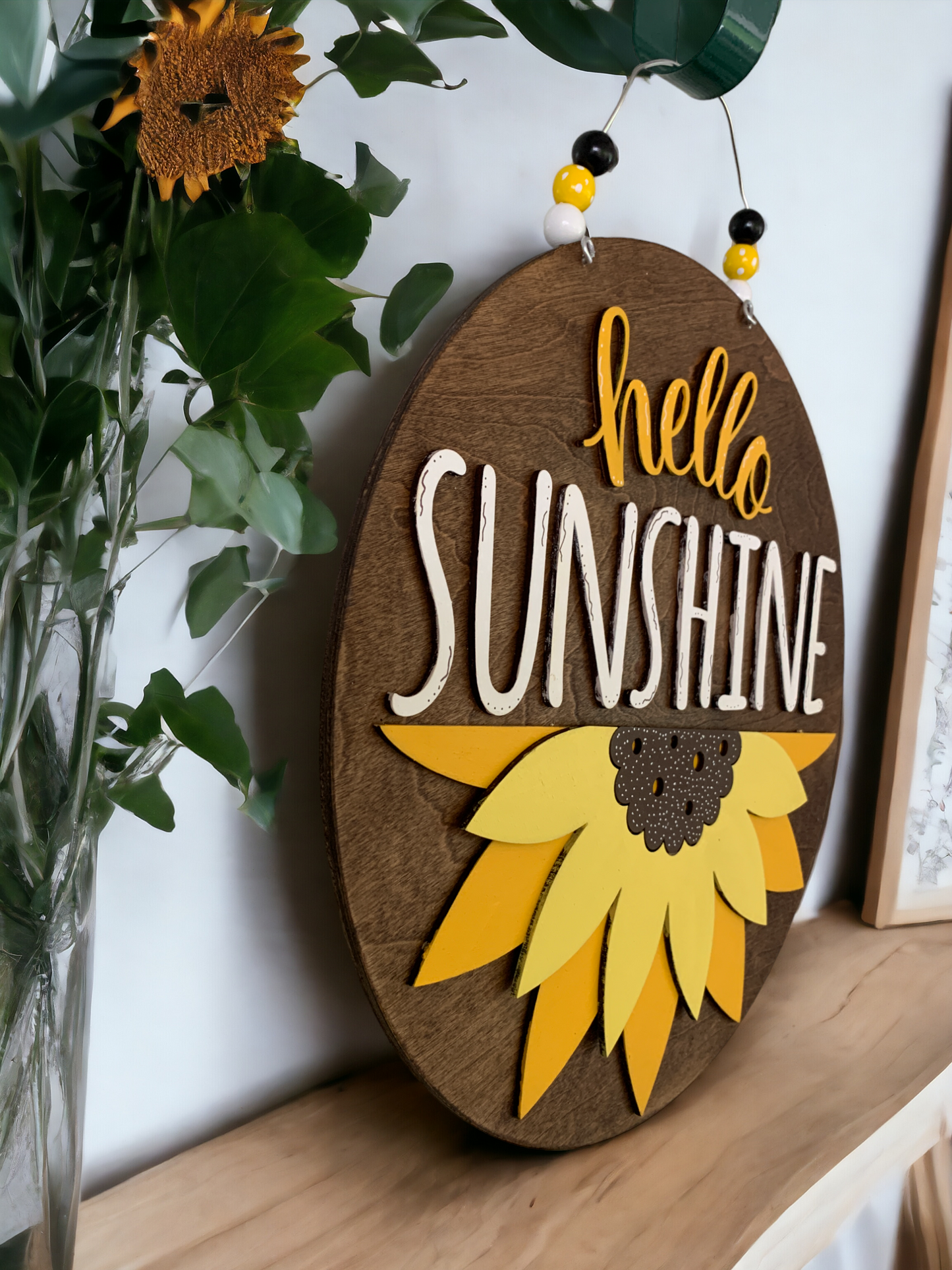 Hello Sunshine Sunflower Door Sign β Cheerful Farmhouse Decor for Bright Summer Days