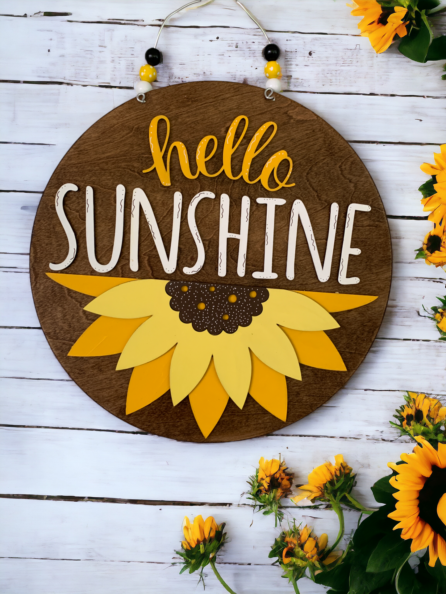Hello Sunshine Sunflower Door Sign β Cheerful Farmhouse Decor for Bright Summer Days