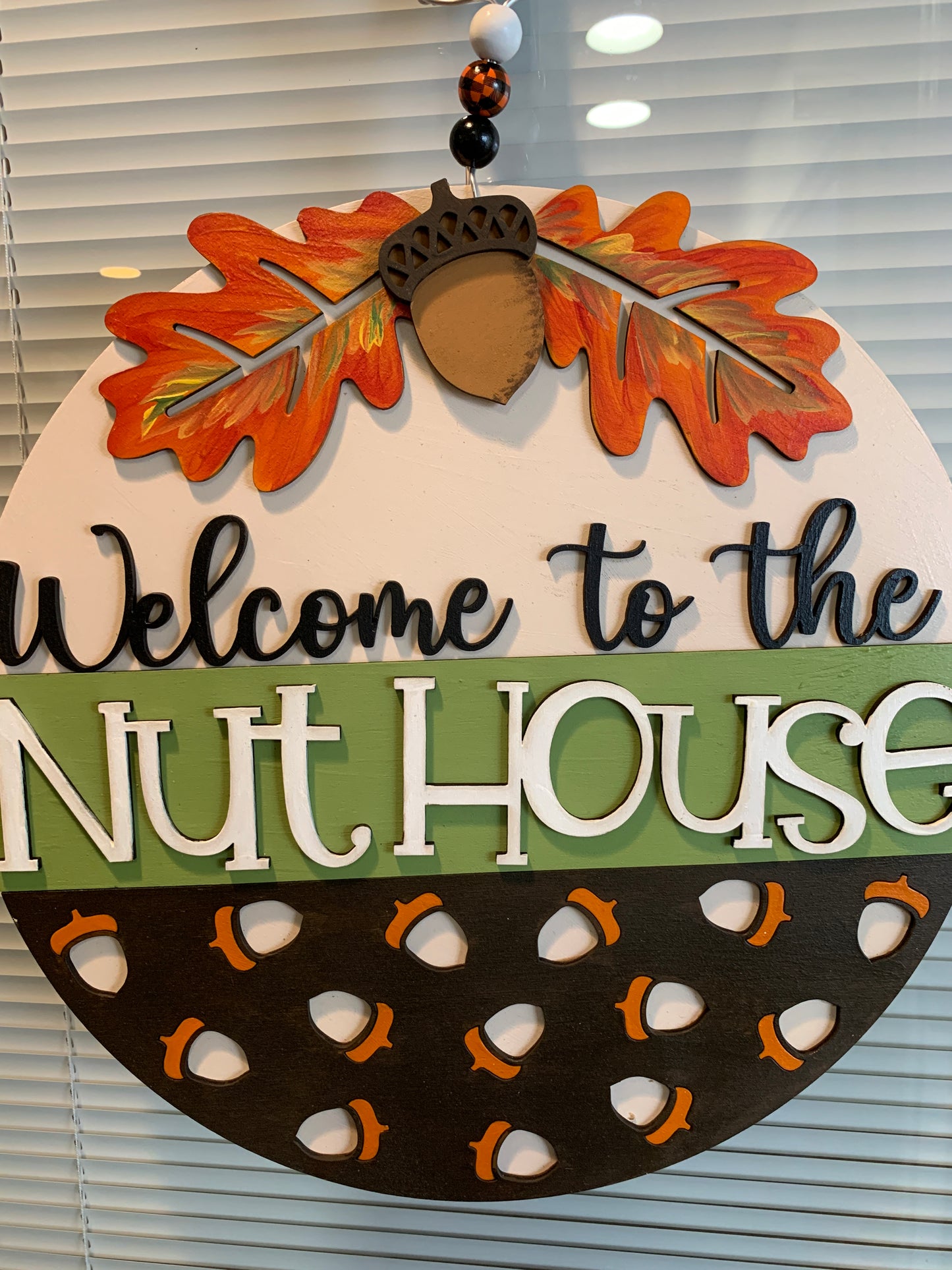 Welcome to the Nut House Fall Sign – Funny Acorn Door Decor – Handmade Autumn Wall Art