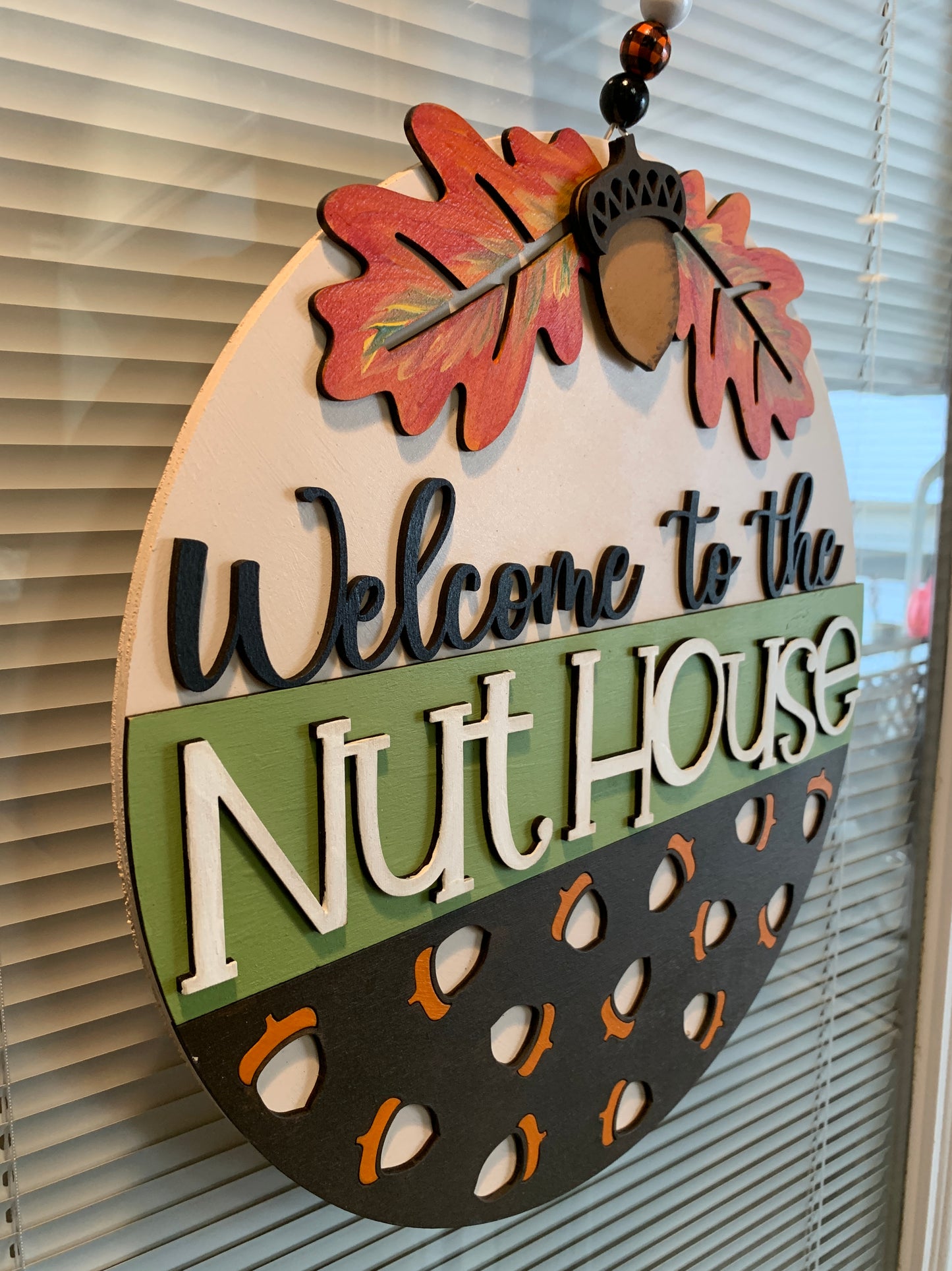 Welcome to the Nut House Fall Sign – Funny Acorn Door Decor – Handmade Autumn Wall Art