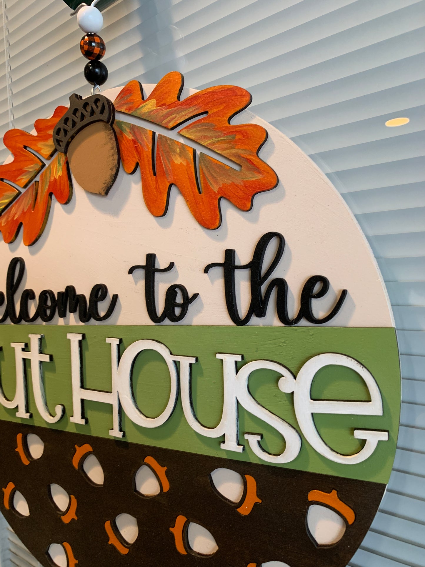 Welcome to the Nut House Fall Sign – Funny Acorn Door Decor – Handmade Autumn Wall Art