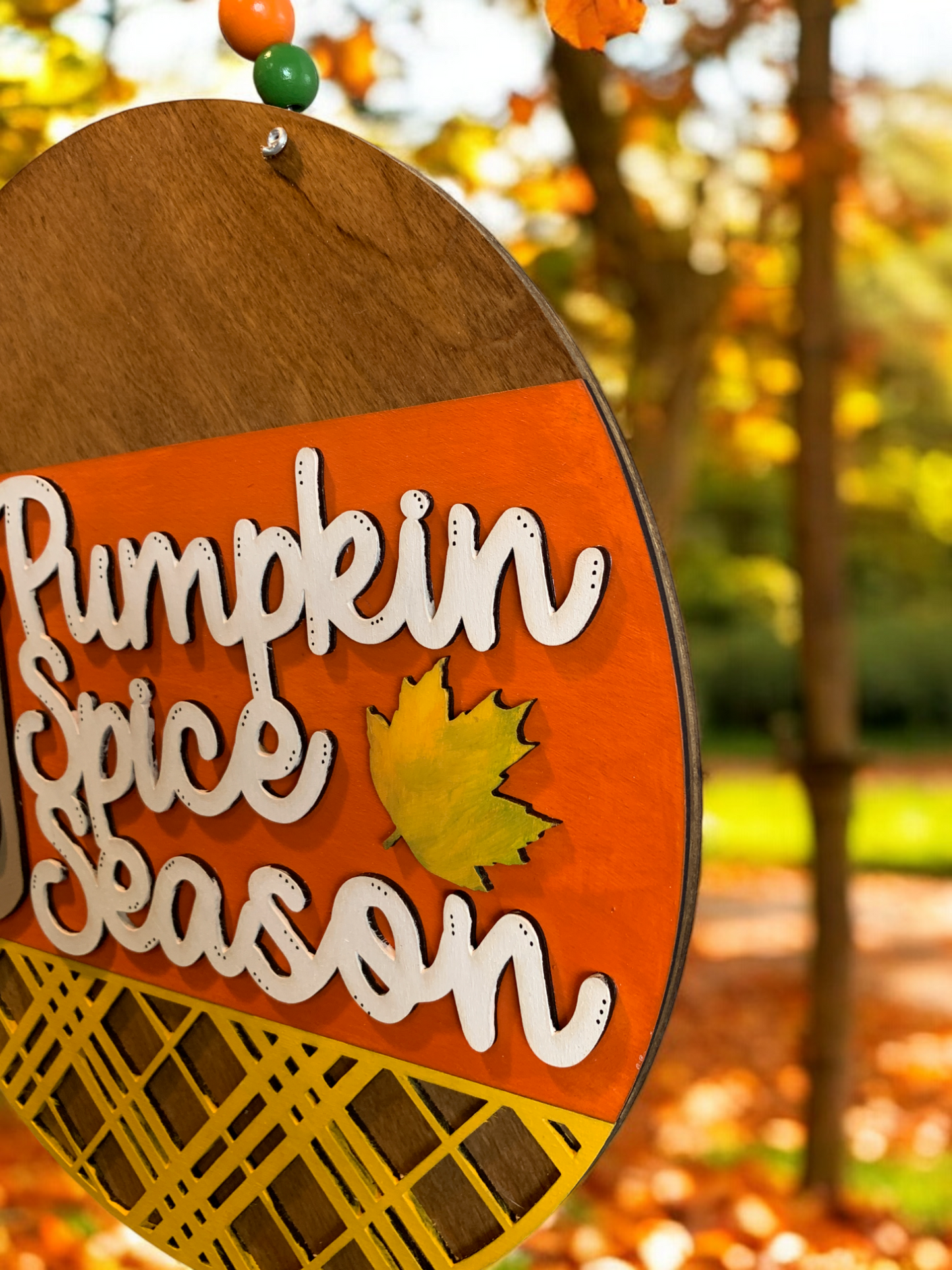 Pumpkin Spice Season Fall Door Sign – Handmade PSL Wall Décor – Autumn Coffee Lover Gift