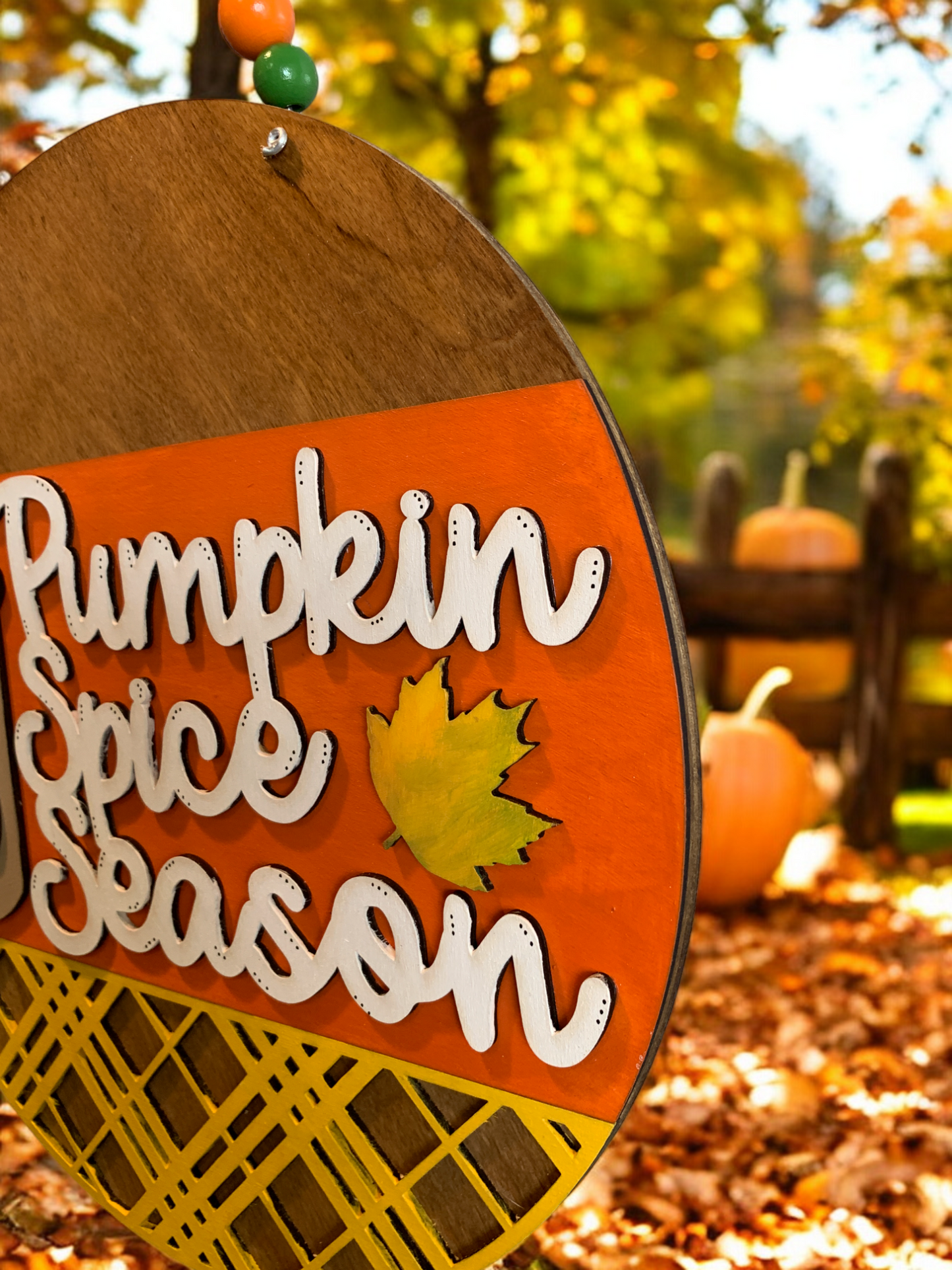 Pumpkin Spice Season Fall Door Sign – Handmade PSL Wall Décor – Autumn Coffee Lover Gift