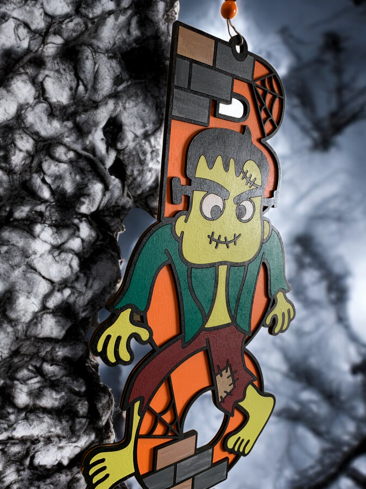 Handmade Frankenstein Boo Sign – Wooden Halloween Door Hanger – Spooky Front Porch & Party Wall Décor