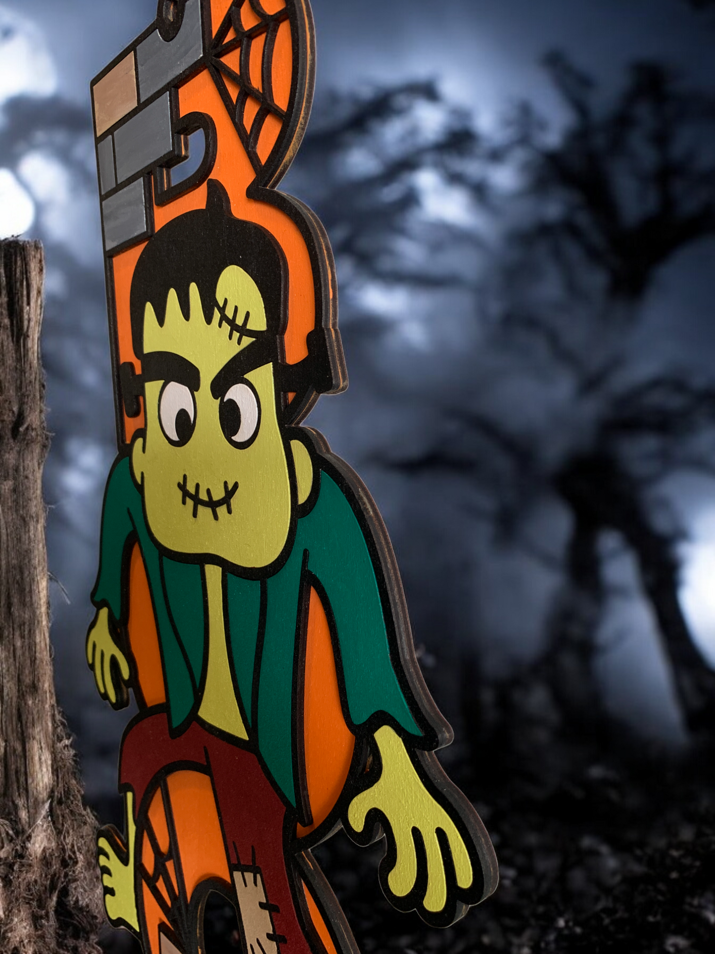 Handmade Frankenstein Boo Sign – Wooden Halloween Door Hanger – Spooky Front Porch & Party Wall Décor
