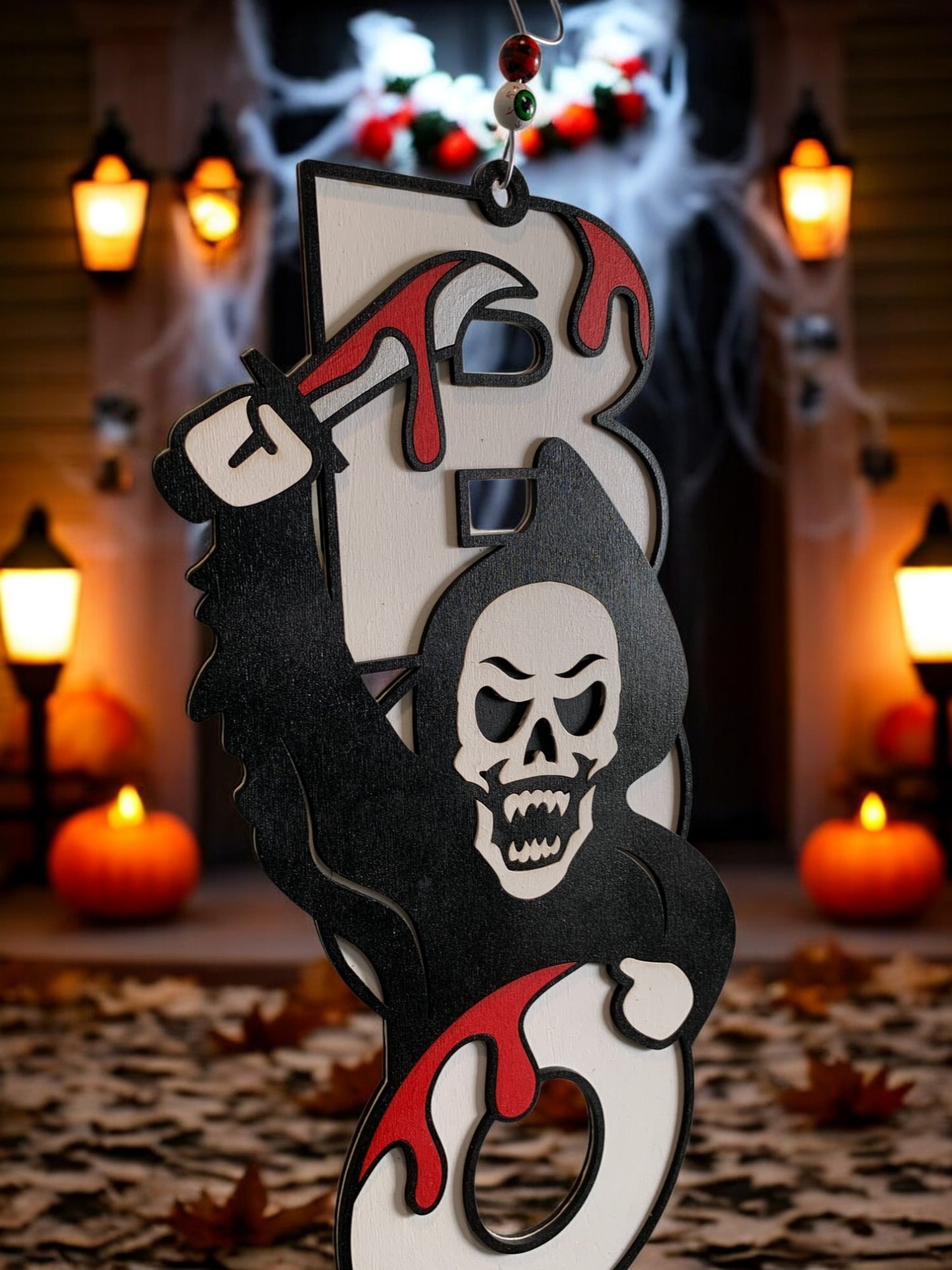 Grim Reaper BOO Sign – Wooden Halloween Door Hanger – Handmade Spooky Porch & Wall Décor