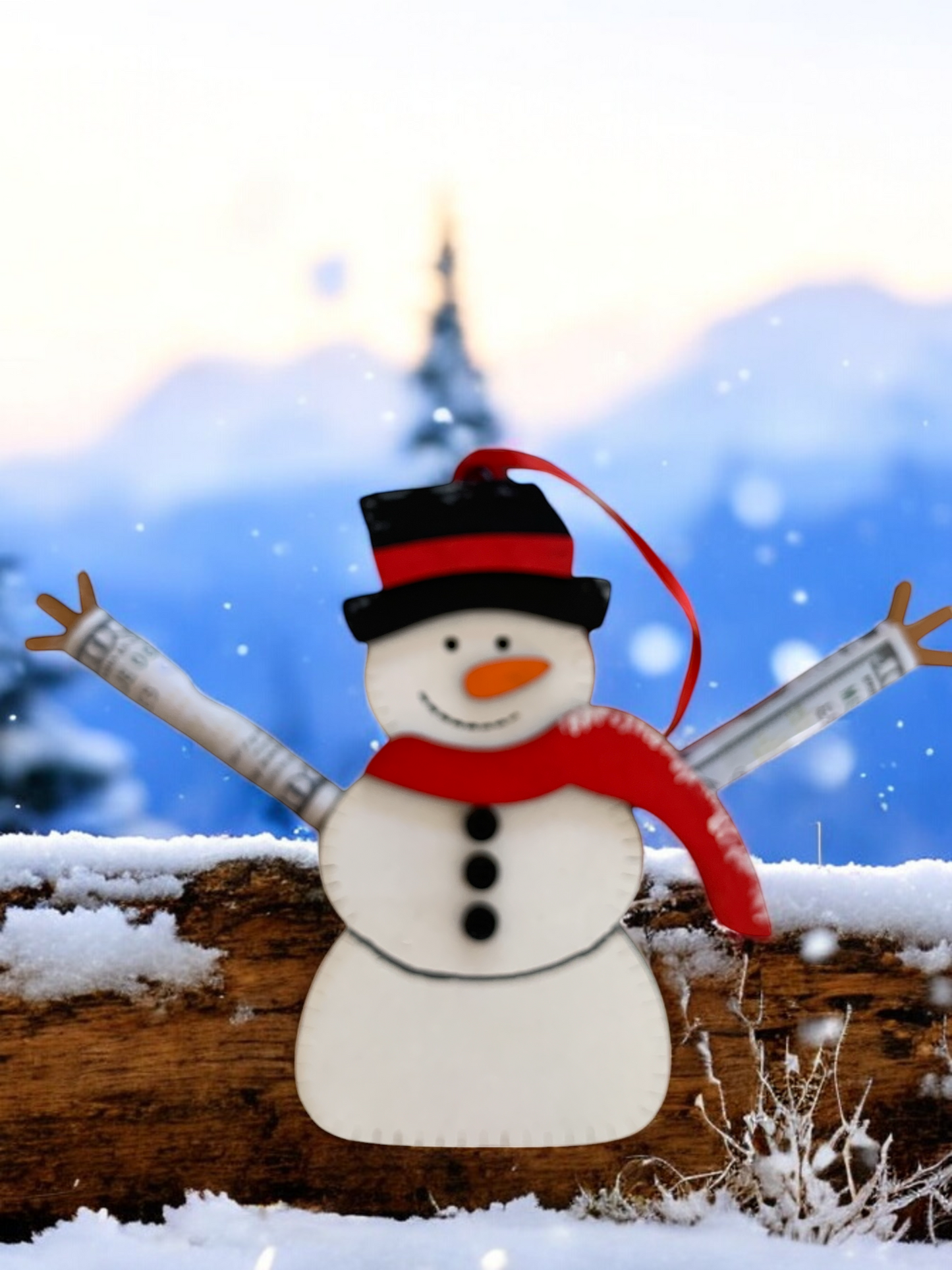 Handmade Wooden Snowman Christmas Ornament – Cash Holder Gift Tag for Holiday Giving