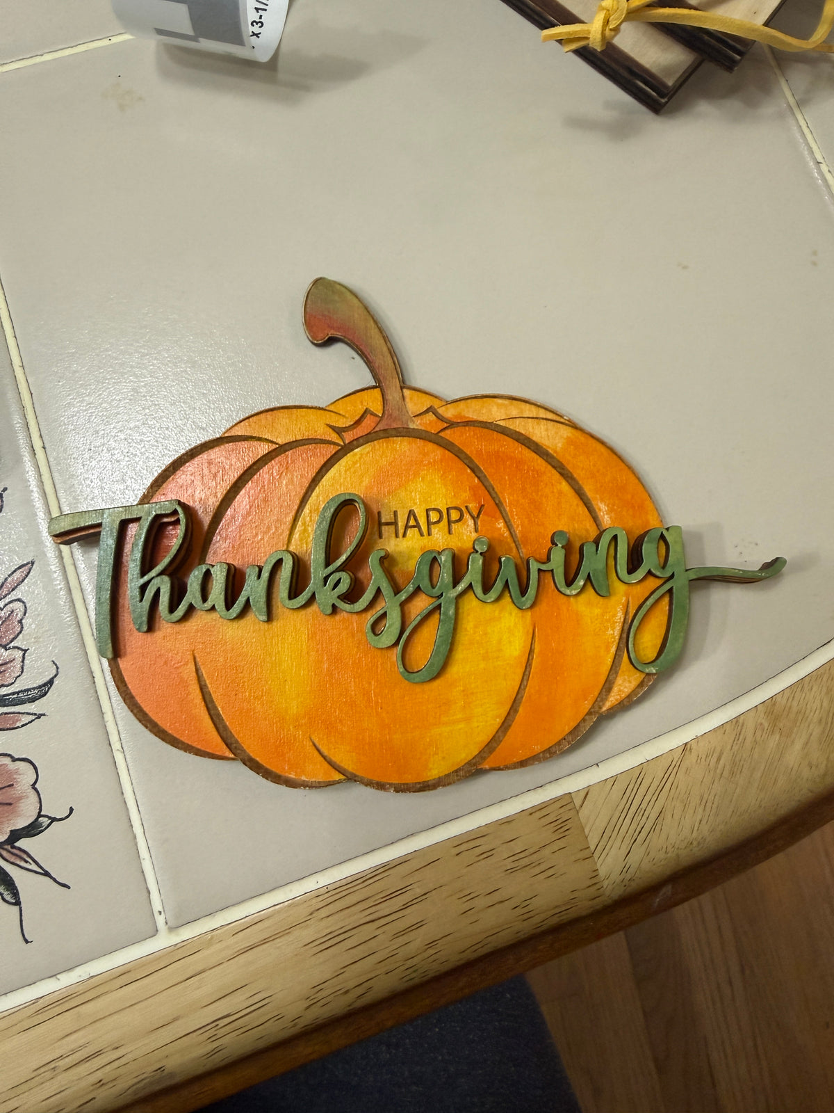 Thanksgiving Gift Card Holder | Happy Thanksgiving Pumpkin | Handcrafted Wood