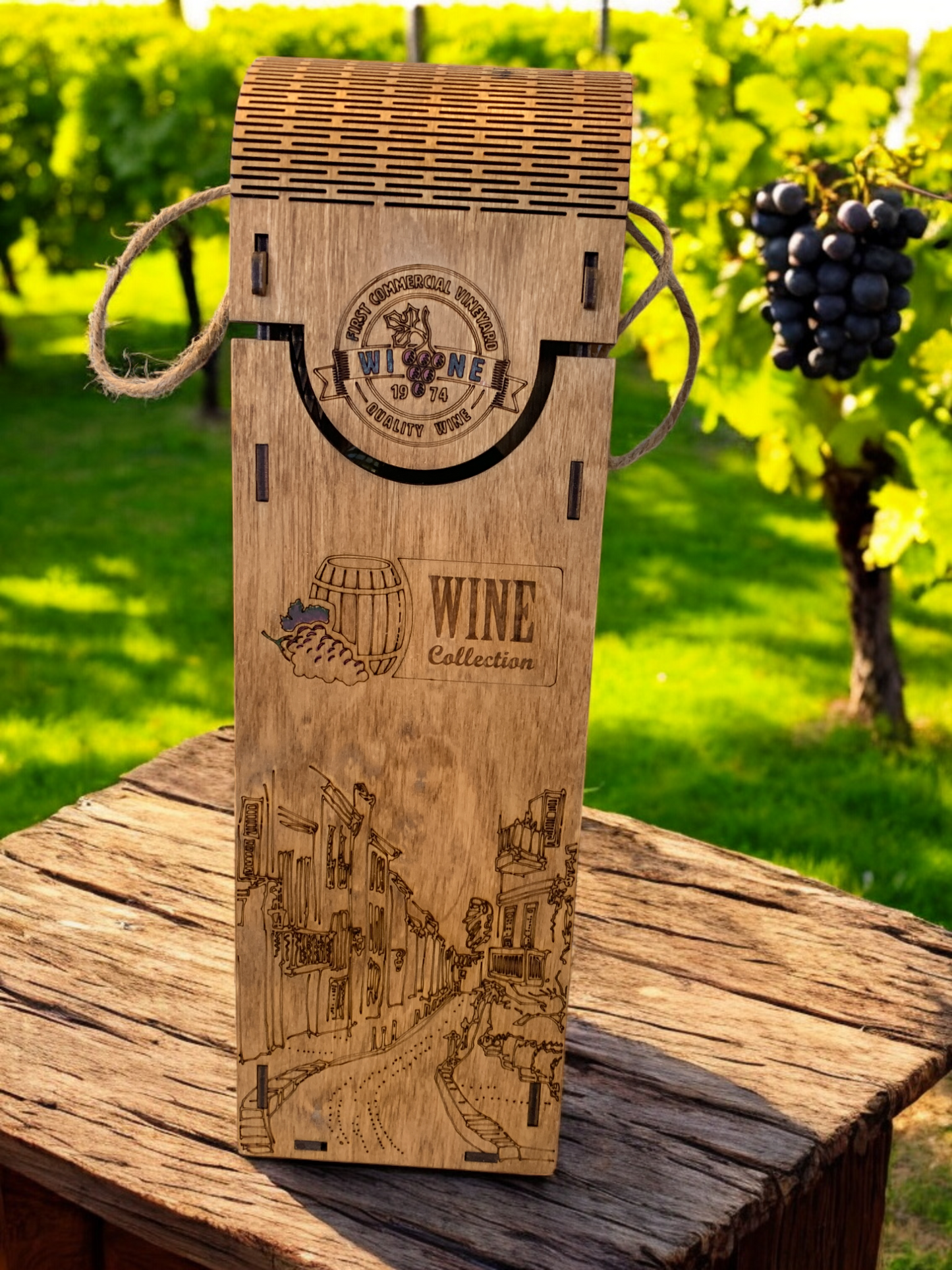 Vintage vineyard Wine Box