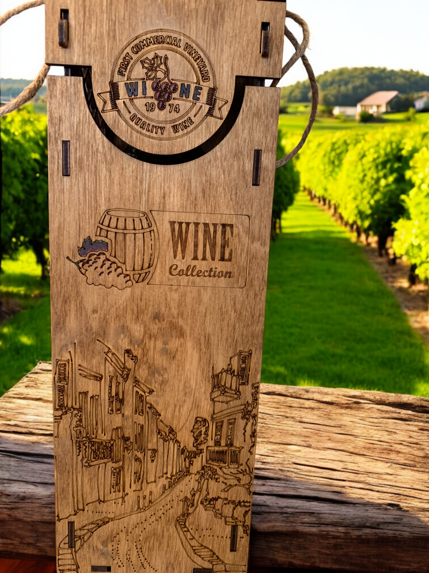 Vintage vineyard Wine Box