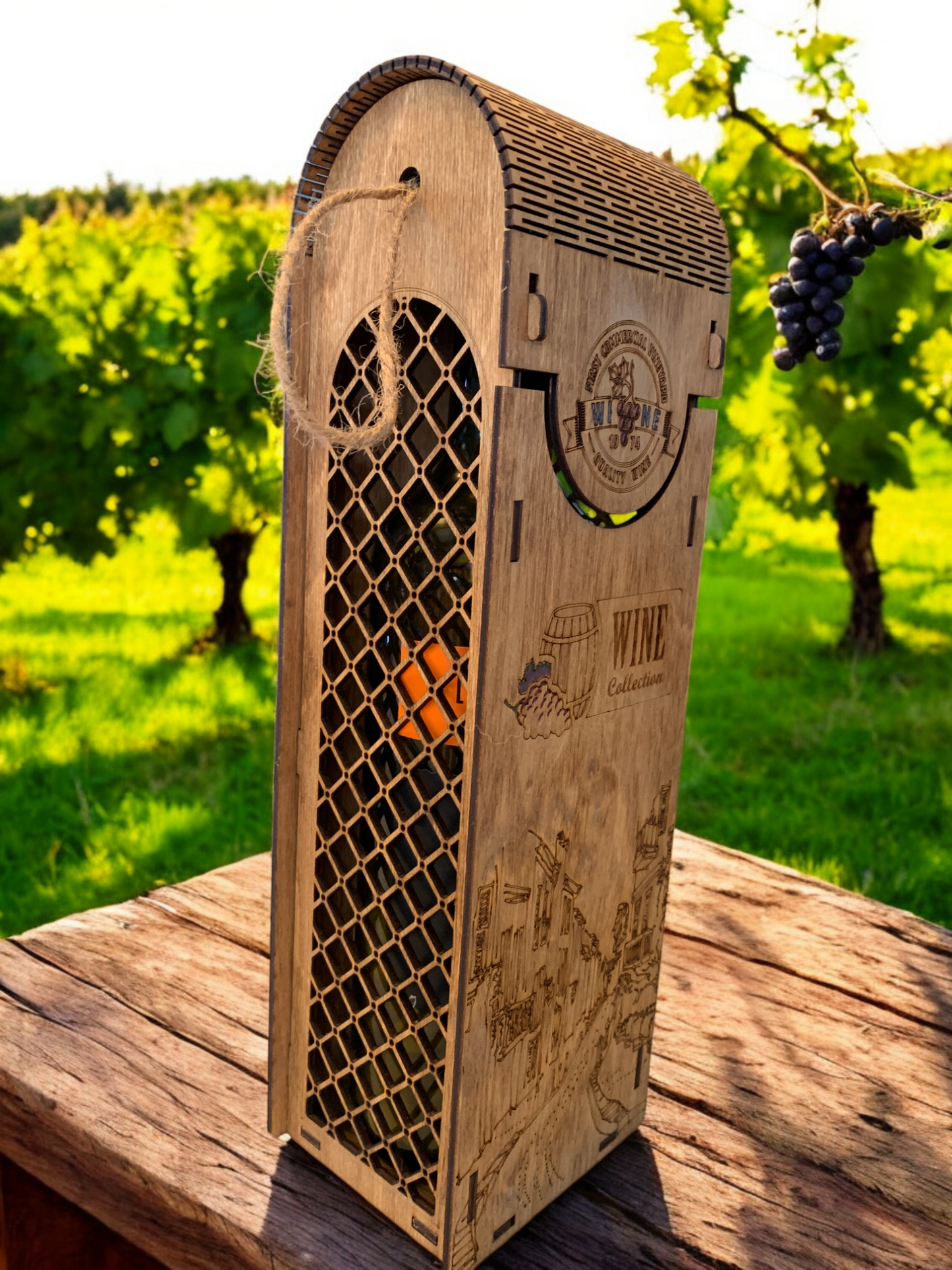 Vintage vineyard Wine Box