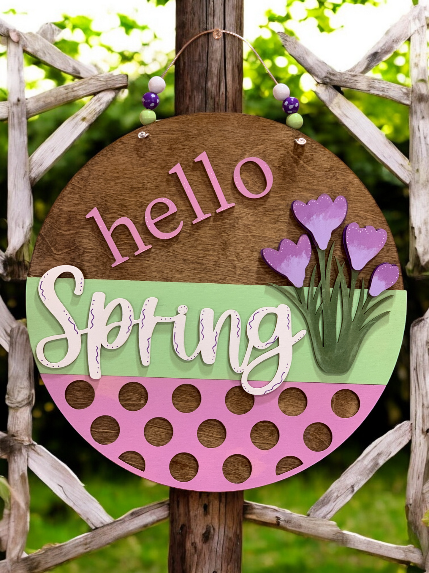 Hello Spring Tulip 3D Wooden Sign