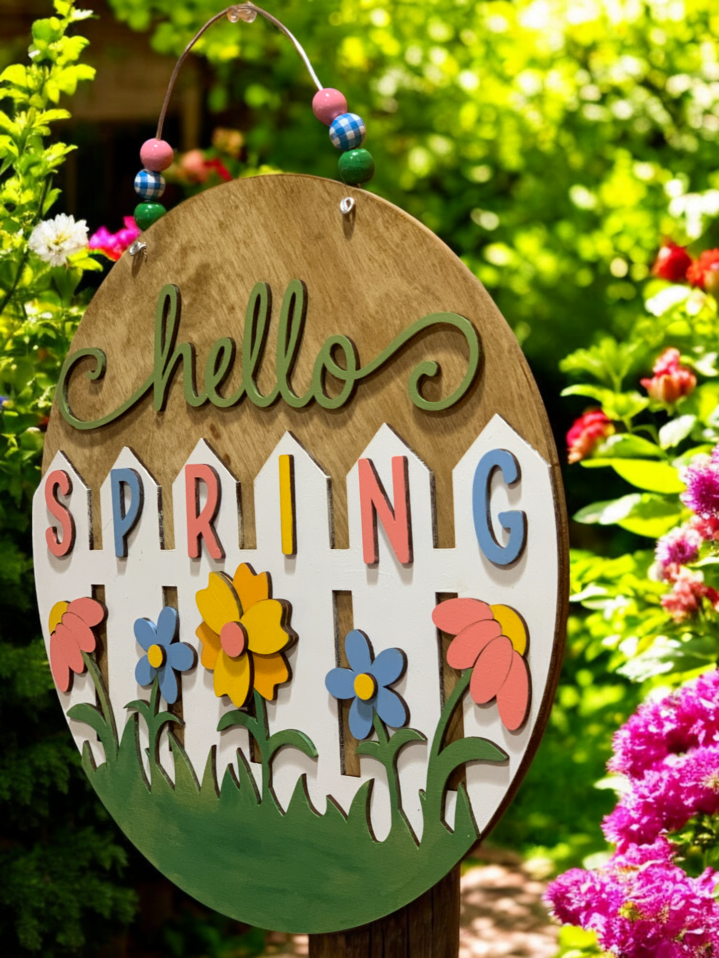 Hello Spring 3D Fence Sign