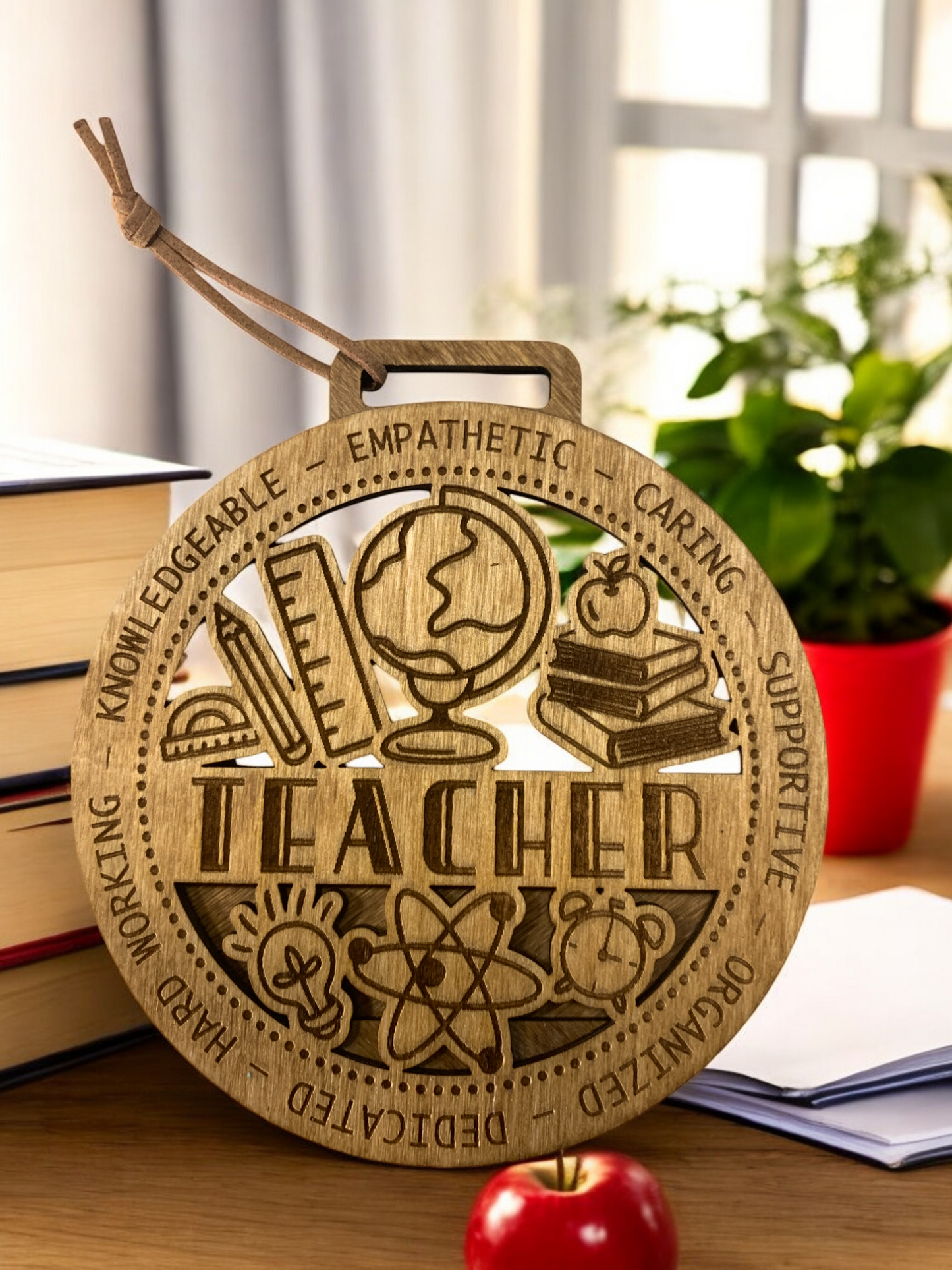Engraved Wooden Teacher Gift β Handmade Appreciation Ornament for Educators & Mentors