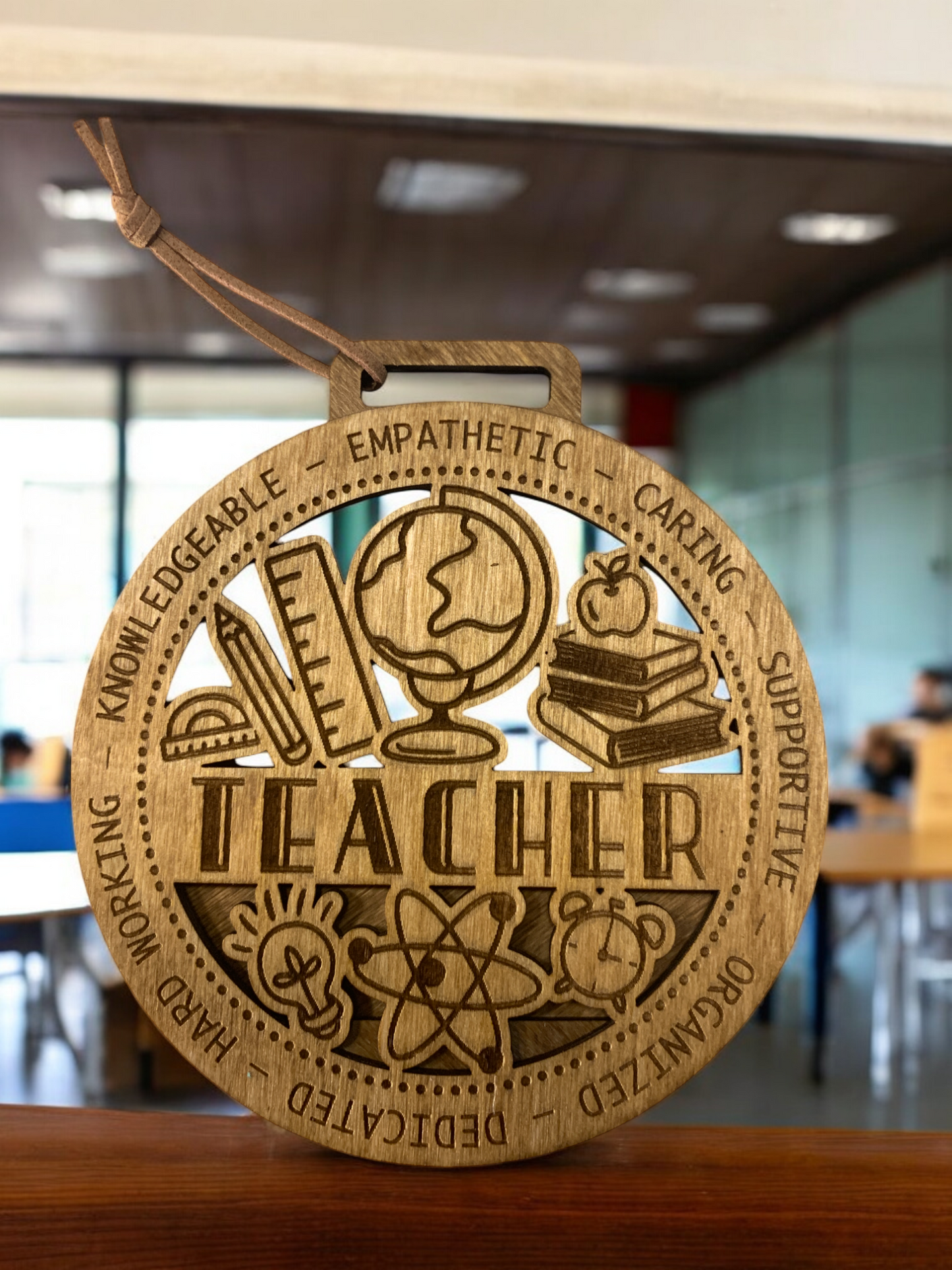 Engraved Wooden Teacher Gift β Handmade Appreciation Ornament for Educators & Mentors