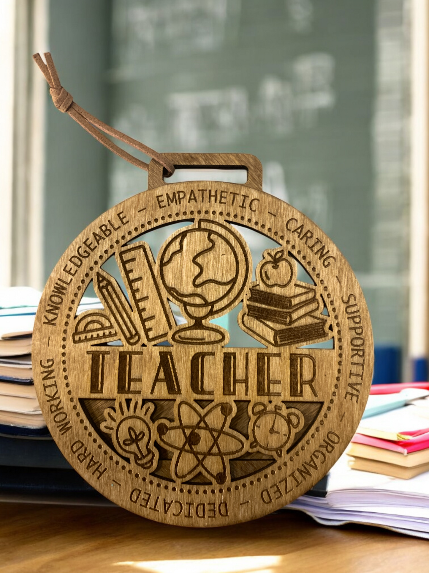 Engraved Wooden Teacher Gift β Handmade Appreciation Ornament for Educators & Mentors