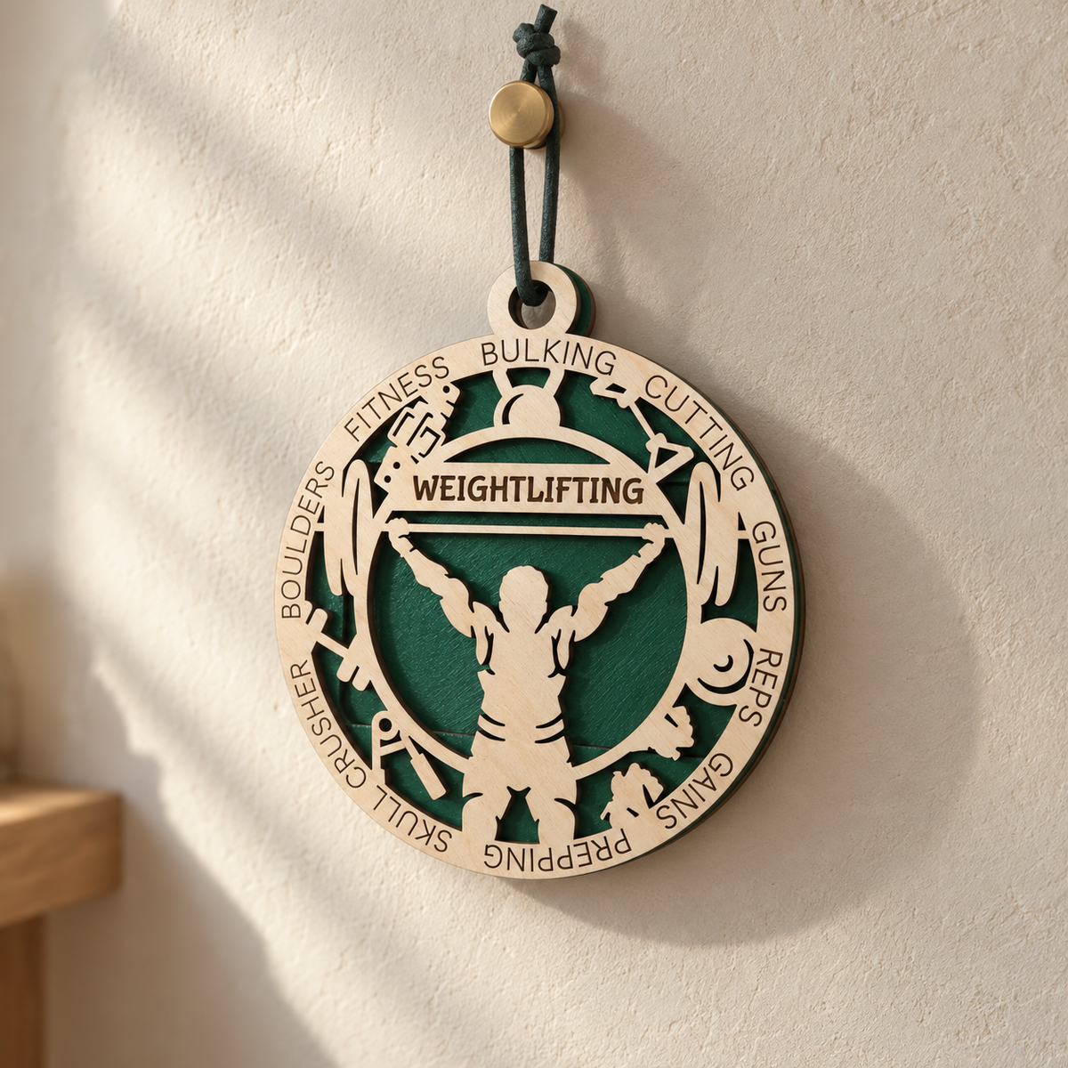 Weightlifting Gift Card Holder | Personalized Wood Weightlifting Medallion | Handcrafted