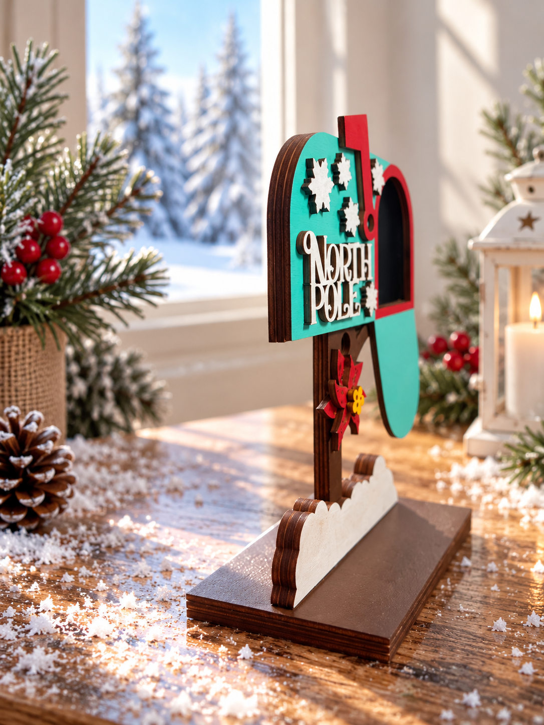 North Pole Mailbox Gift Card Holder | Wood Christmas Mailbox | Handcrafted