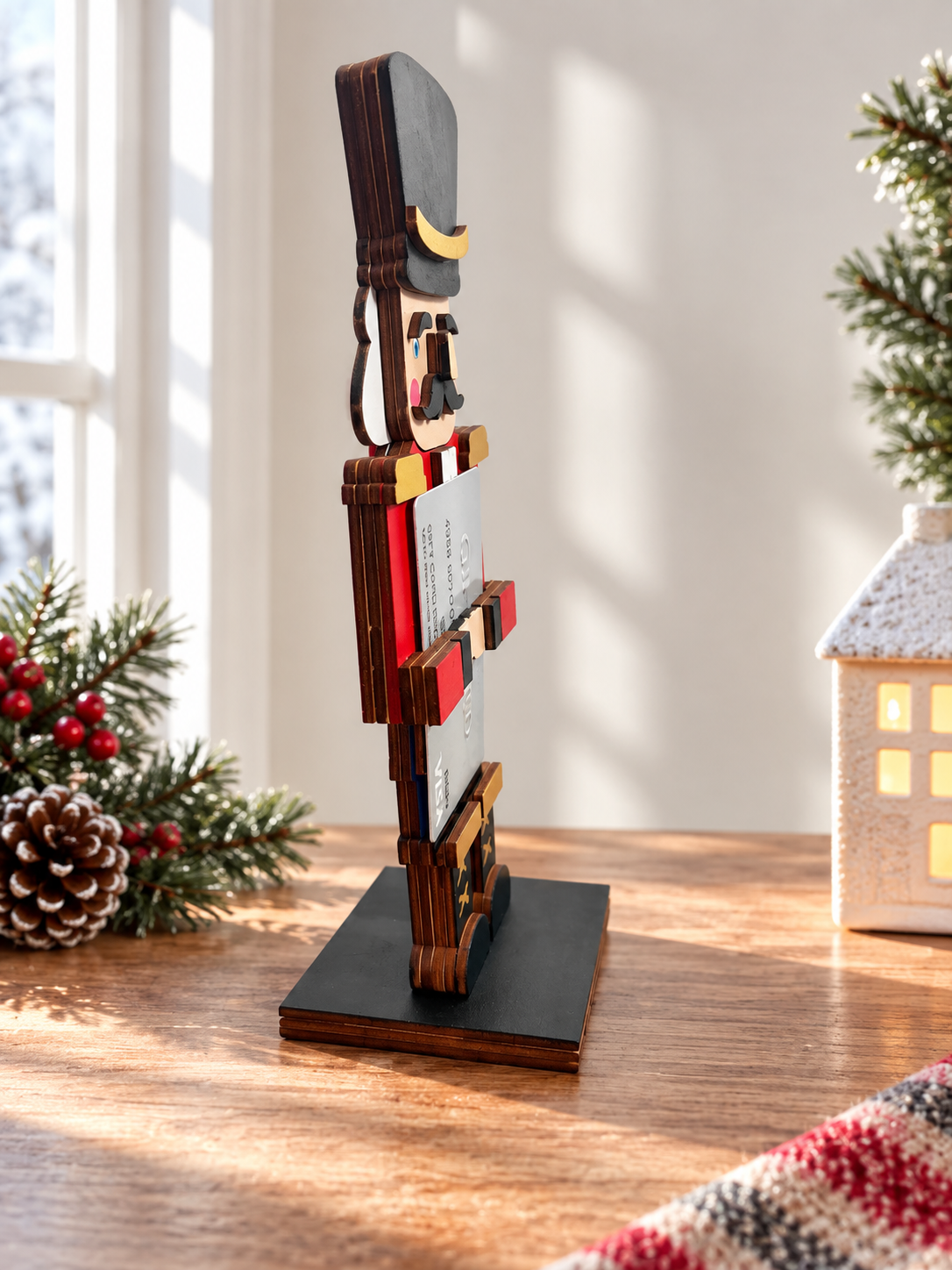 Nutcracker Gift Card Holder | Wood Nutcracker with 3D Layers | Handcrafted Christmas