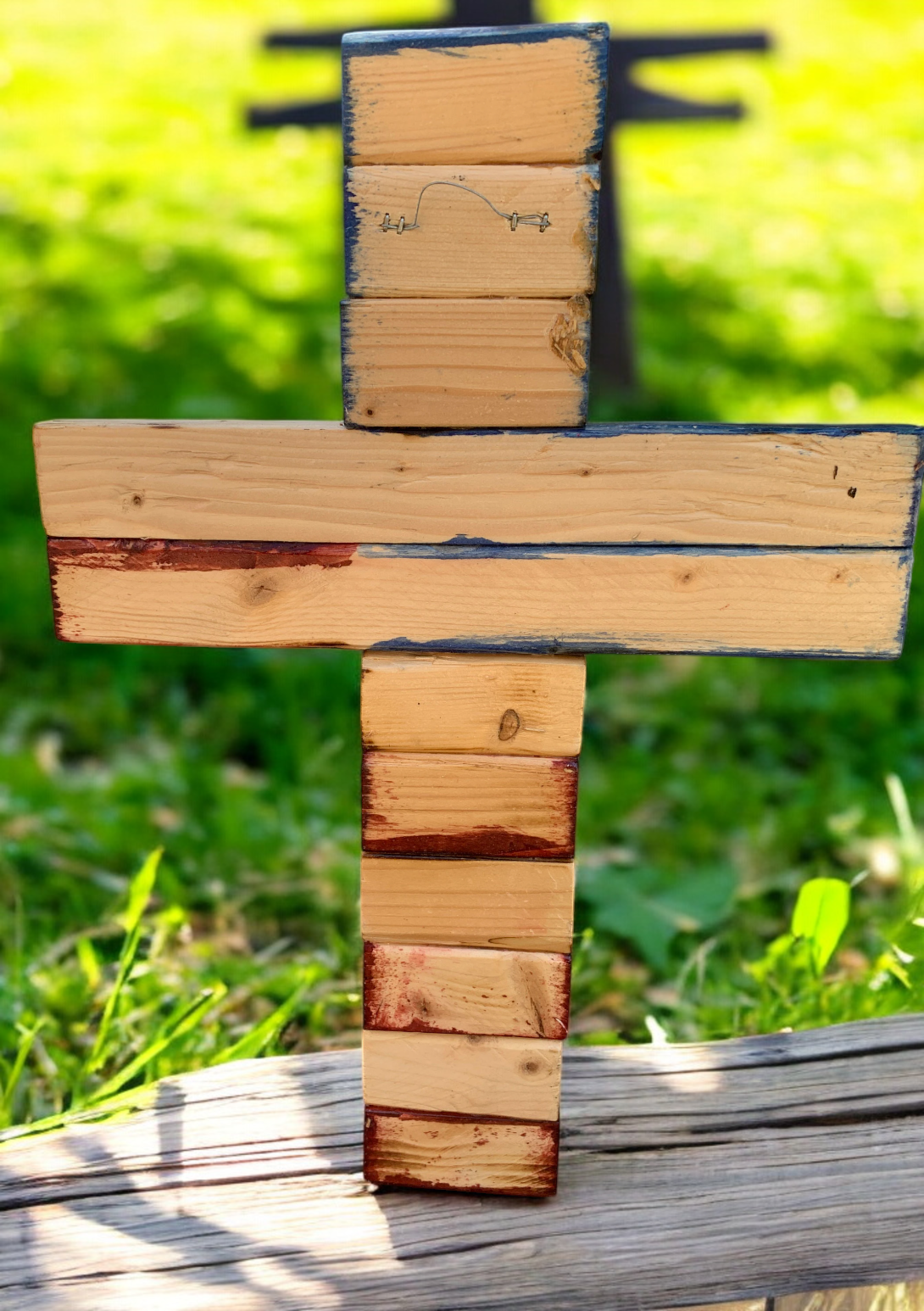 Rustic American Flag Cross
