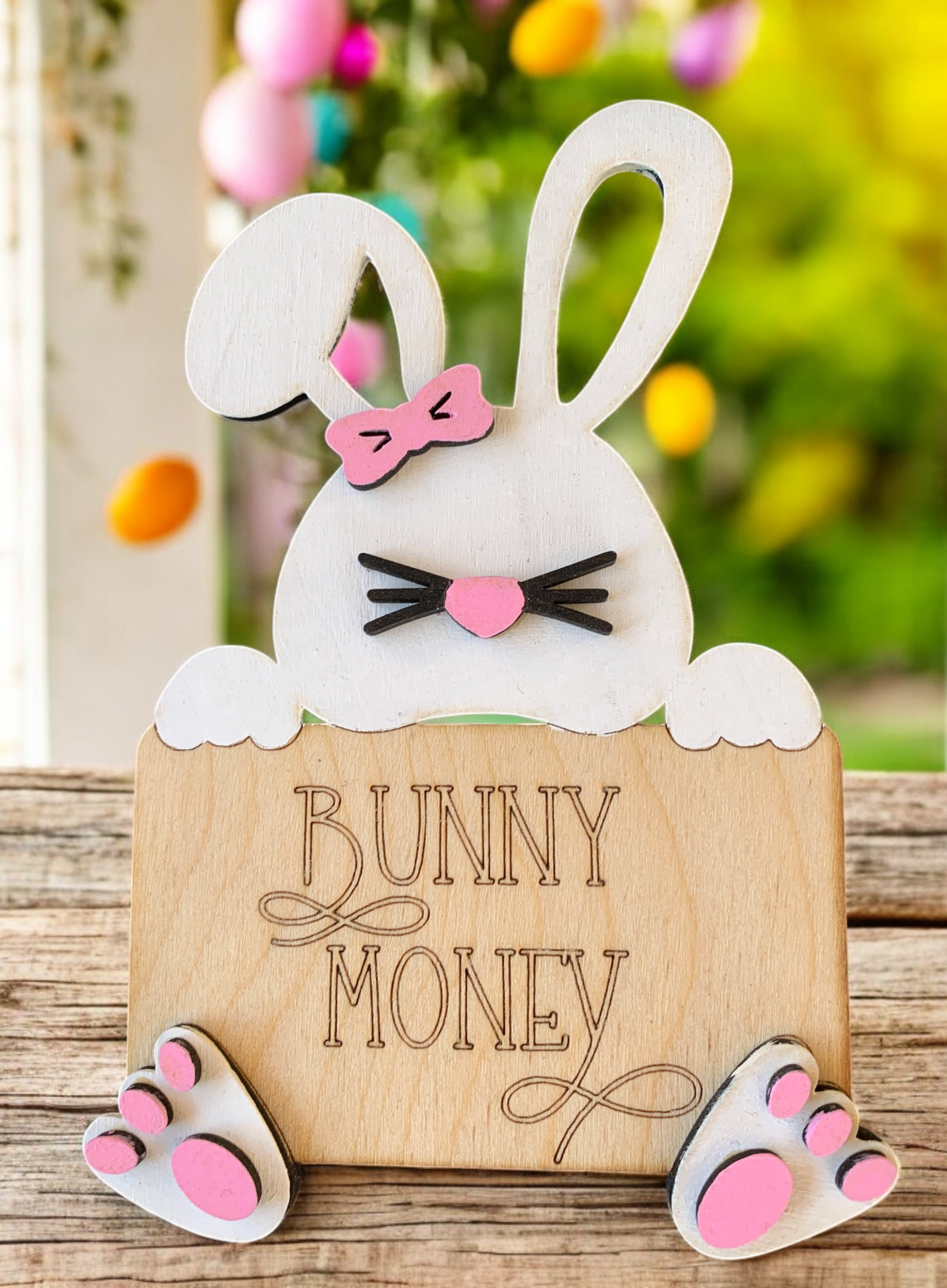 Easter Bunny Money Holder β Wooden Cash Gift Keepsake for Kids & Teens