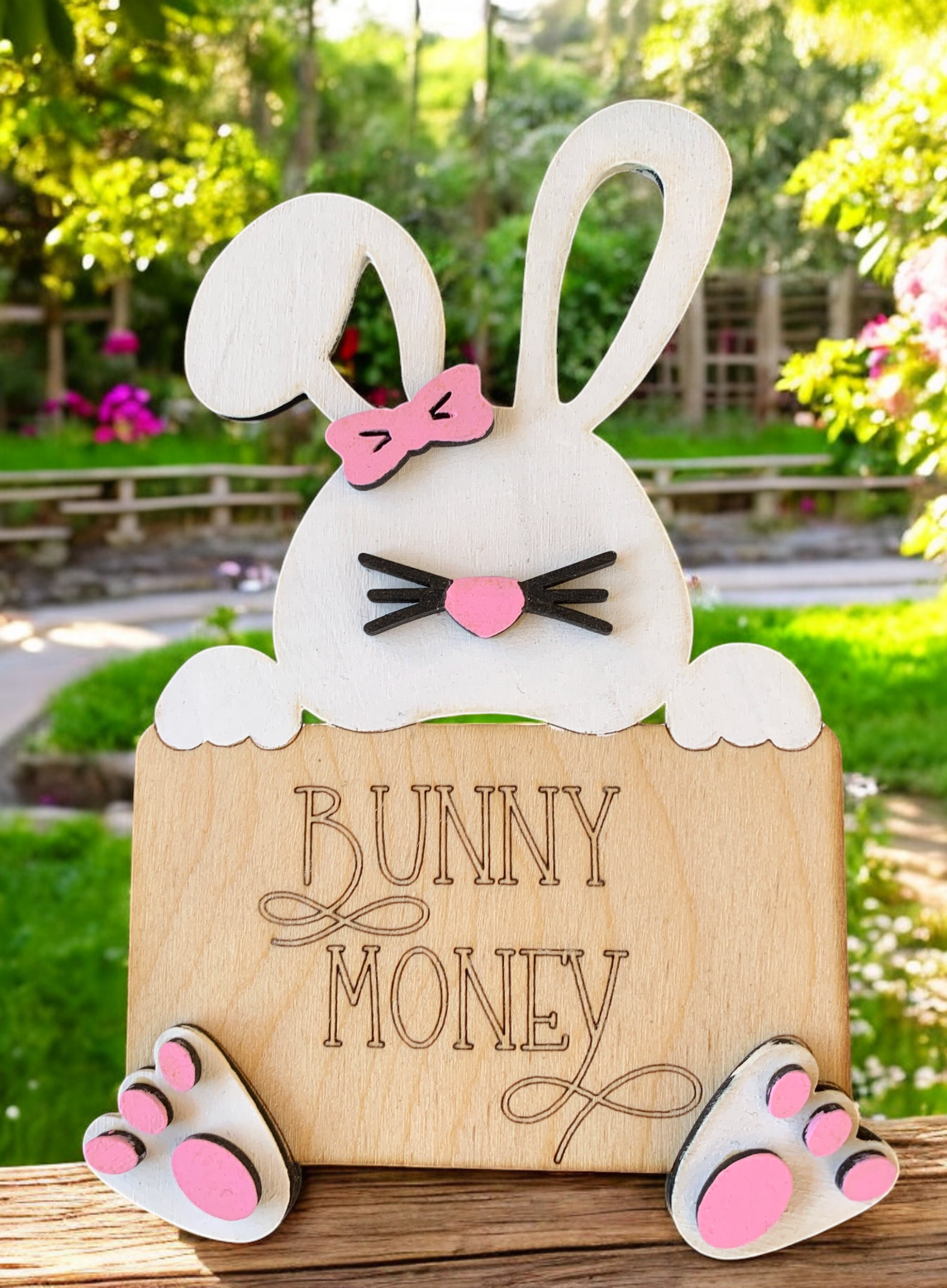Easter Bunny Money Holder β Wooden Cash Gift Keepsake for Kids & Teens