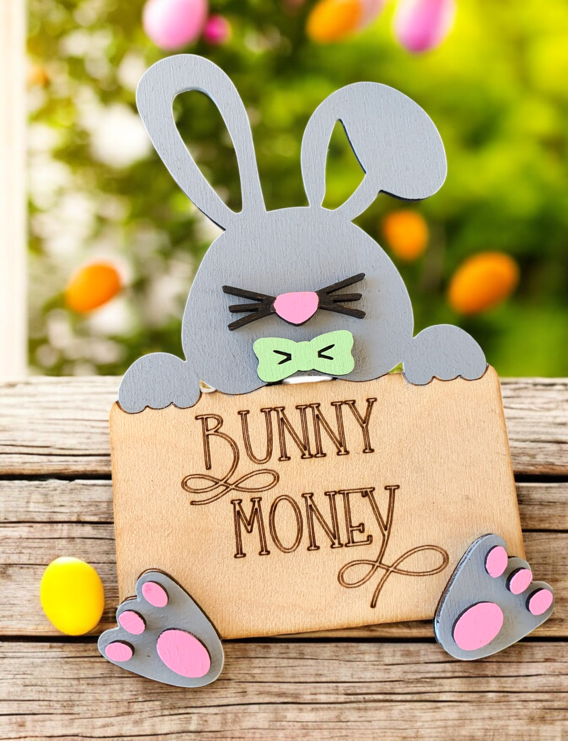 Easter Bunny Money Holder β Wooden Cash Gift Keepsake for Kids & Teens