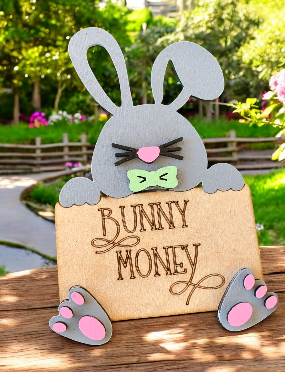 Easter Bunny Money Holder β Wooden Cash Gift Keepsake for Kids & Teens