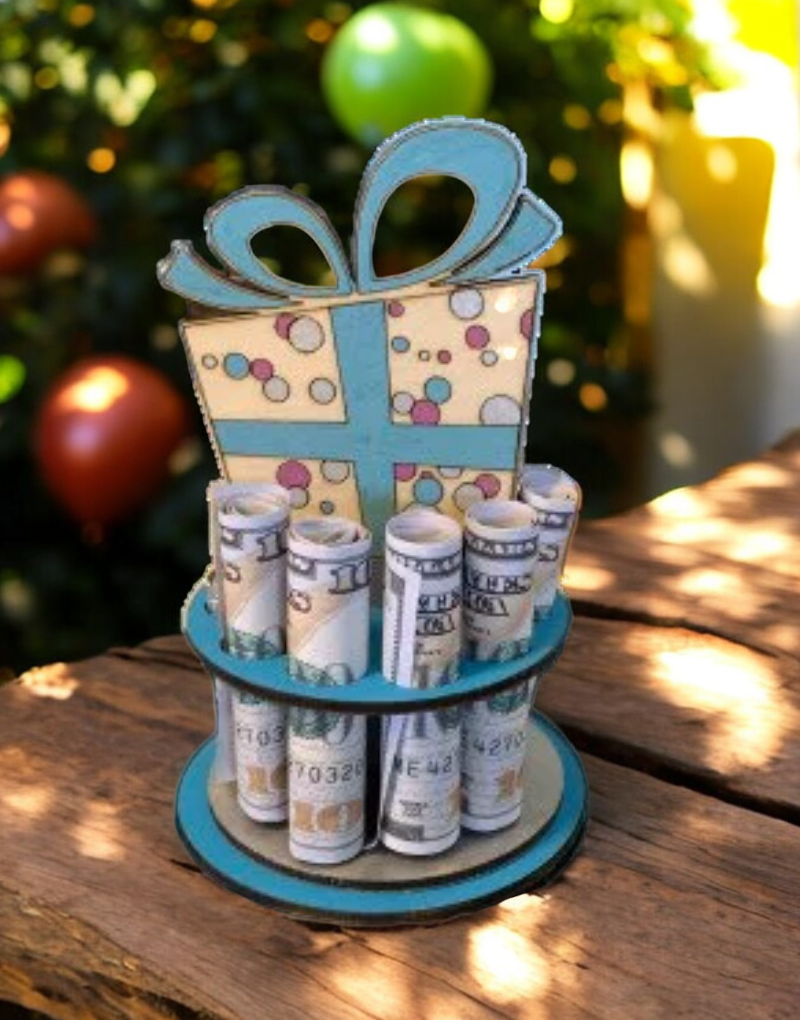 Birthday Money Holder β Handmade 3D Wooden Cash Gift Display for Unique Celebrations