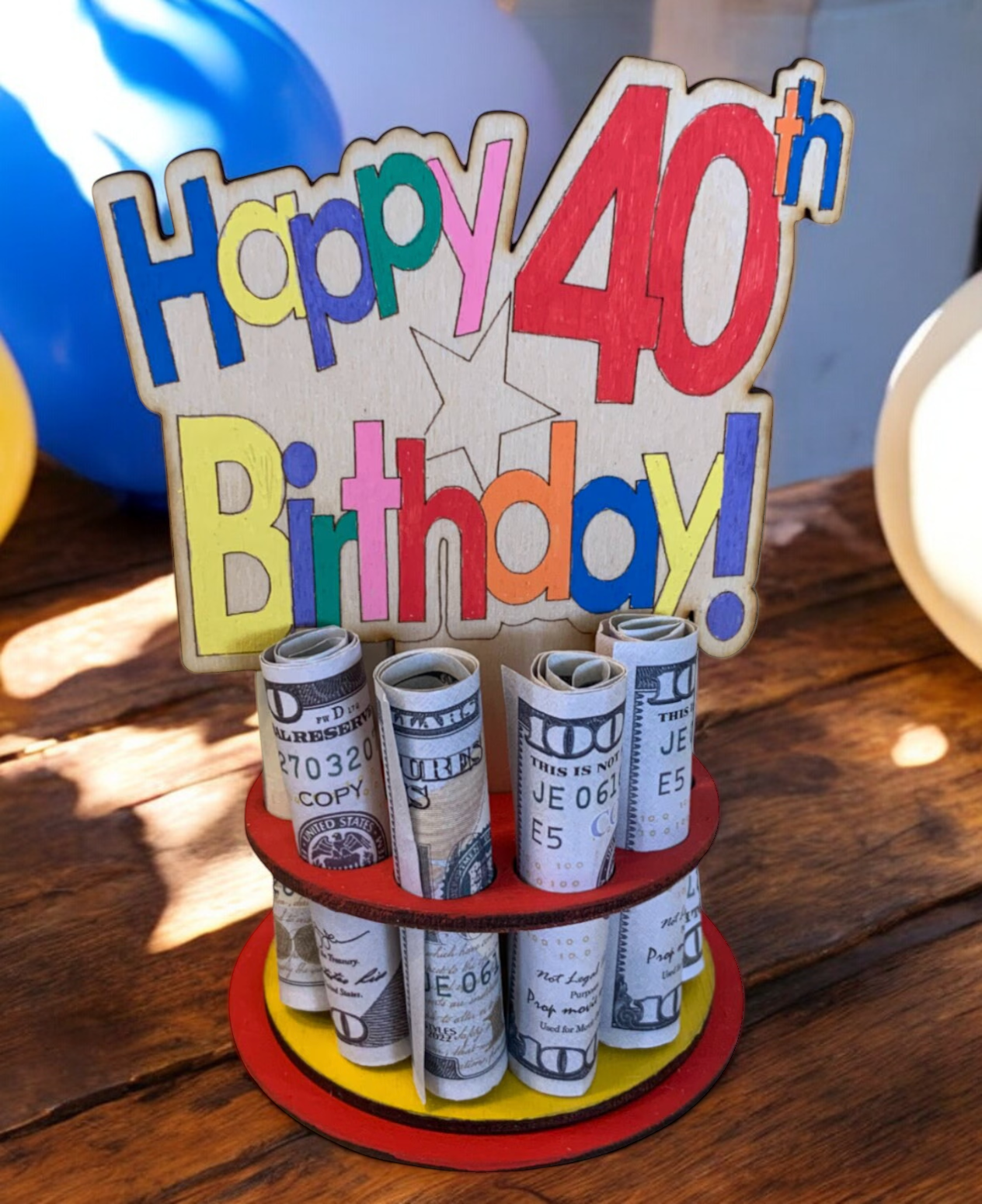 Milestone Birthday Money Tree Gift – Handmade Wooden Cash Holder for 30th, 40th, 50th, Beyond