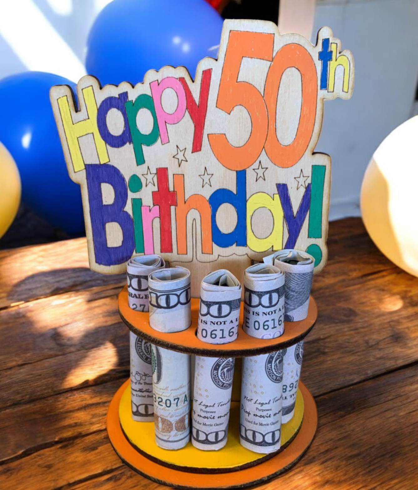 Milestone Birthday Money Tree Gift – Handmade Wooden Cash Holder for 30th, 40th, 50th, Beyond