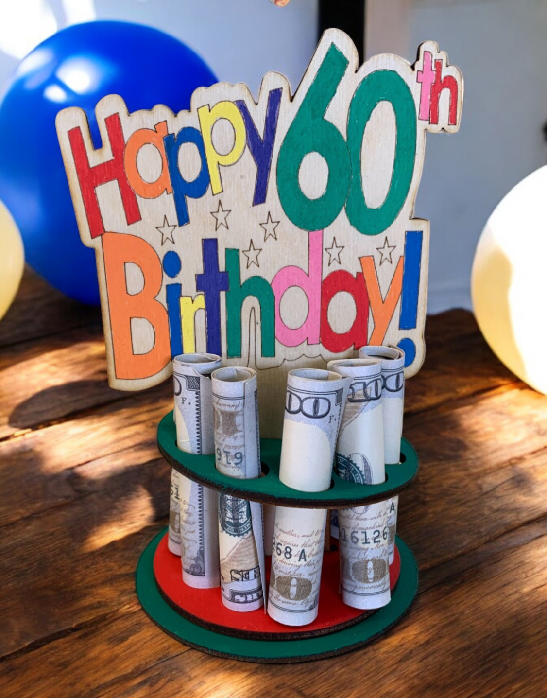 Milestone Birthday Money Tree Gift – Handmade Wooden Cash Holder for 30th, 40th, 50th, Beyond