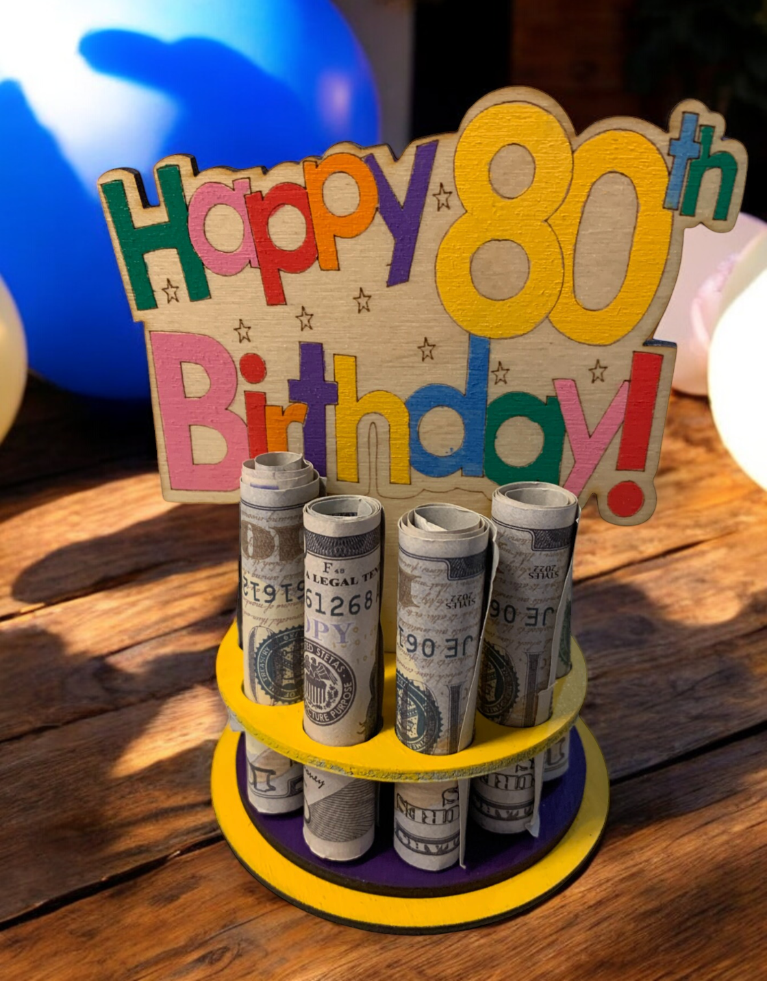 Milestone Birthday Money Tree Gift – Handmade Wooden Cash Holder for 30th, 40th, 50th, Beyond
