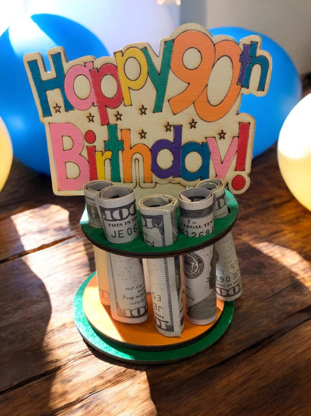 Milestone Birthday Money Tree Gift – Handmade Wooden Cash Holder for 30th, 40th, 50th, Beyond