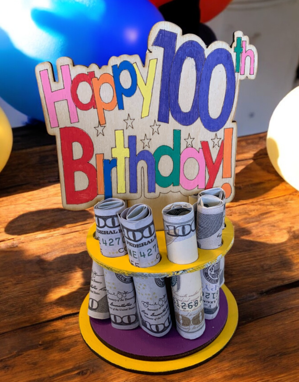 Milestone Birthday Money Tree Gift – Handmade Wooden Cash Holder for 30th, 40th, 50th, Beyond