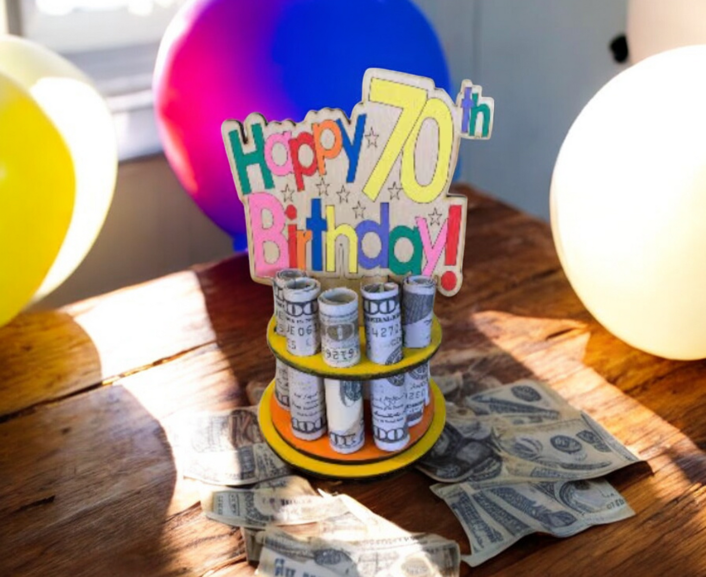 Milestone Birthday Money Tree Gift – Handmade Wooden Cash Holder for 30th, 40th, 50th, Beyond