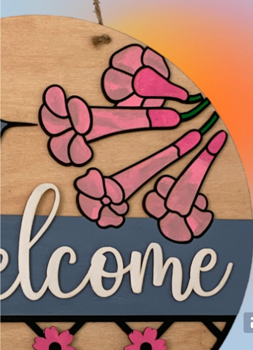 Hummingbird Welcome Sign