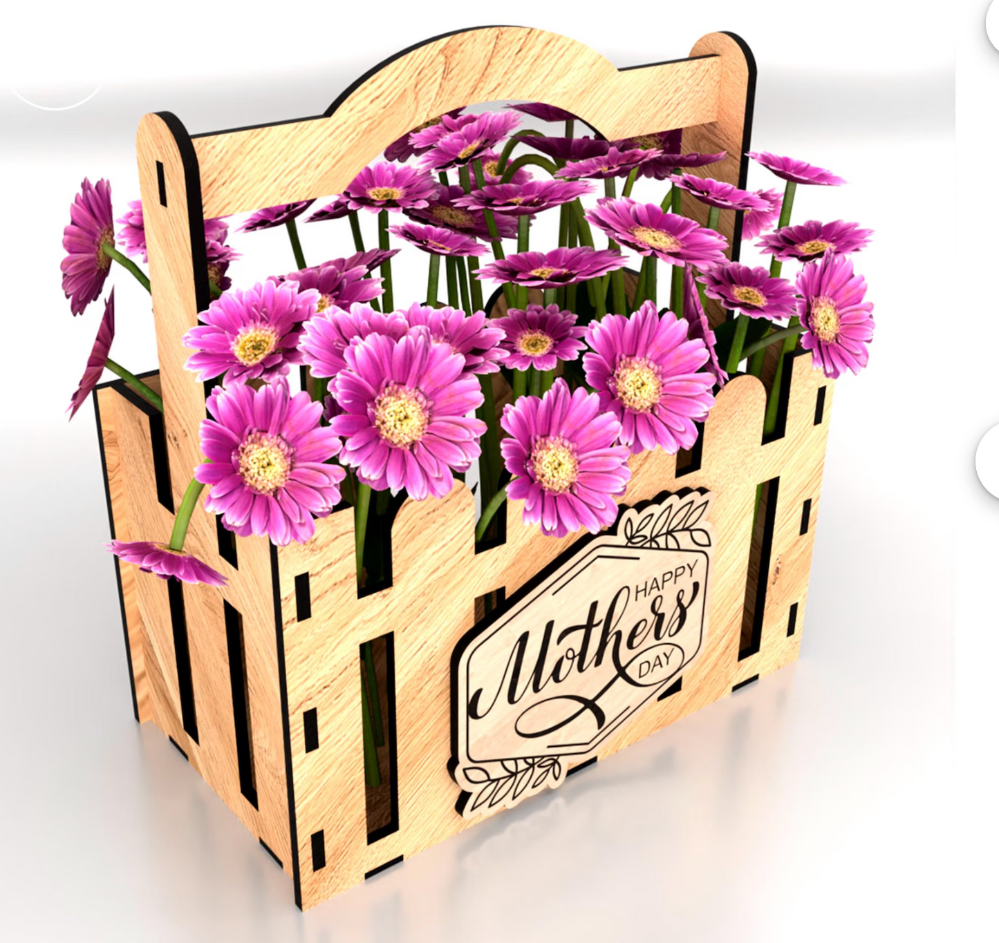 Wooden Mother's Day Gift Basket – Handcrafted Keepsake Box for Mom