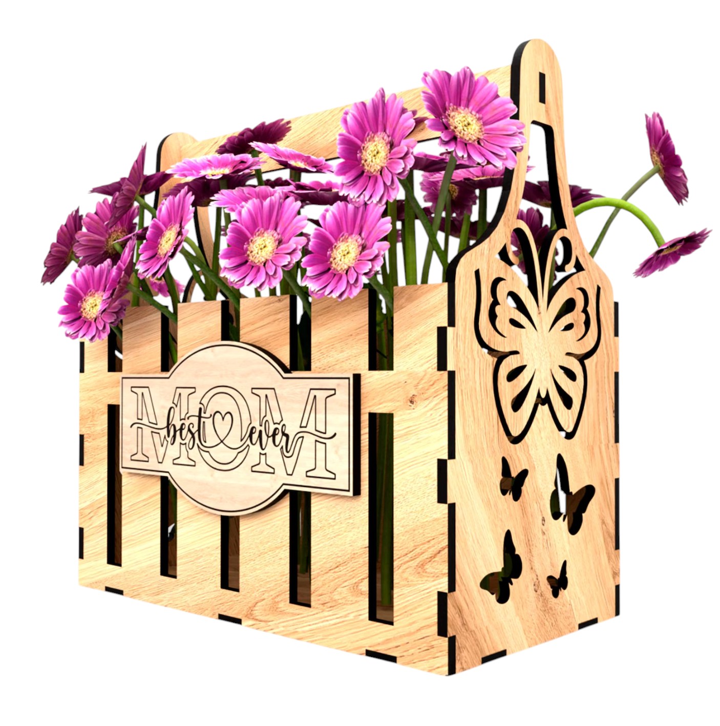 Wooden Mother's Day Gift Basket – Handcrafted Keepsake Box for Mom