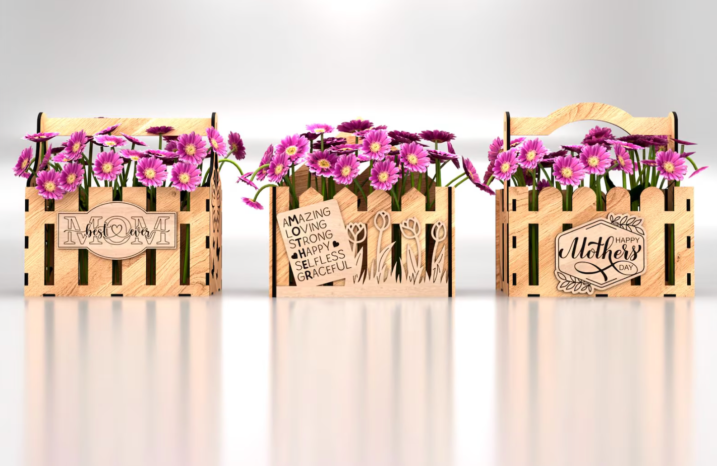 Wooden Mother's Day Gift Basket – Handcrafted Keepsake Box for Mom