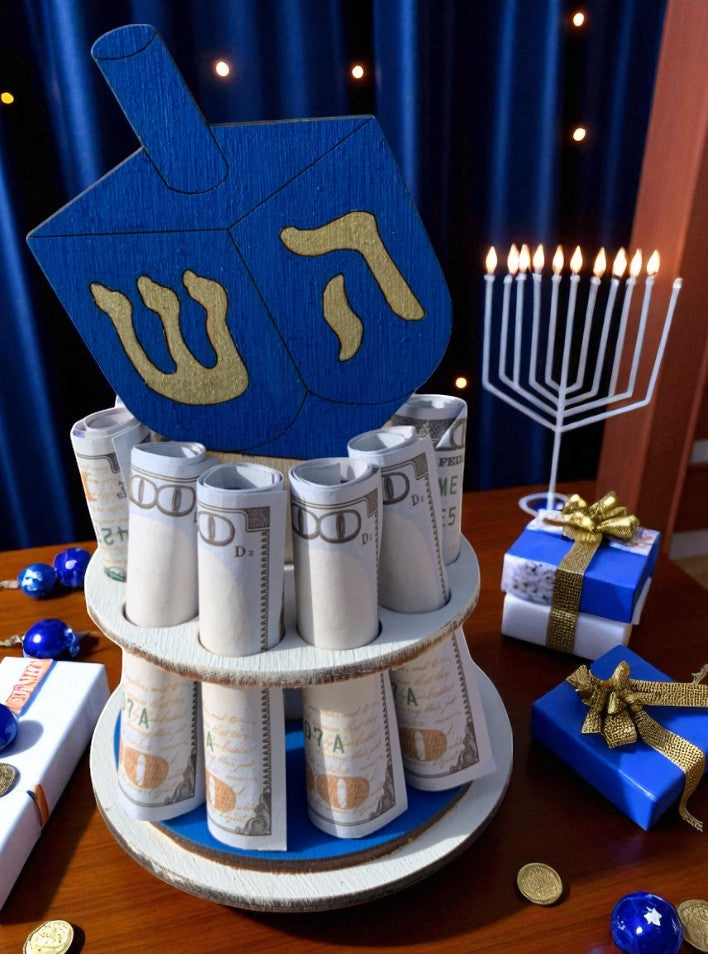 Hanukkah Money Tree Gift – Handmade Wooden Cash Holder for Jewish Holidays