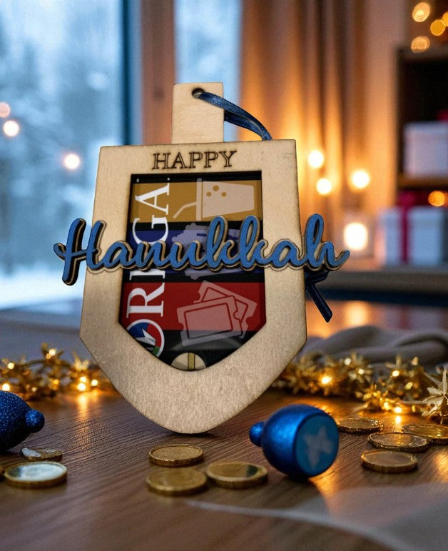 Wood Dreidel Gift Card Holder for Hanukkah – Handmade Jewish Holiday Gift