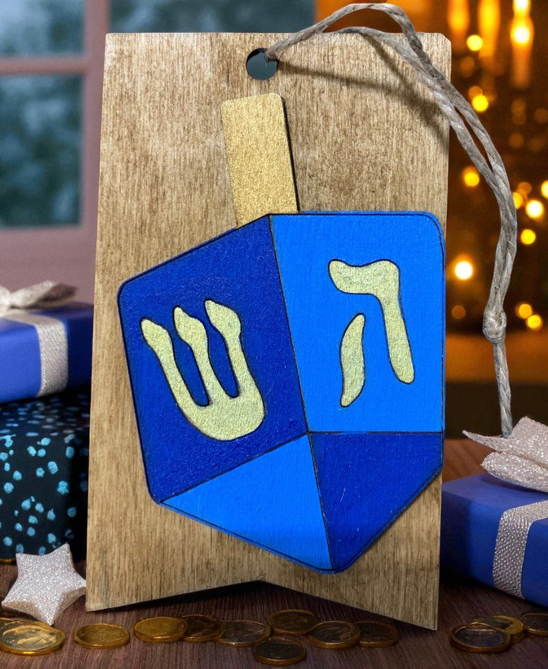 Hanukkah Wooden Gift Card Holders – Jewish Holiday Gift Tags for Dreidel, Menorah, Star of David