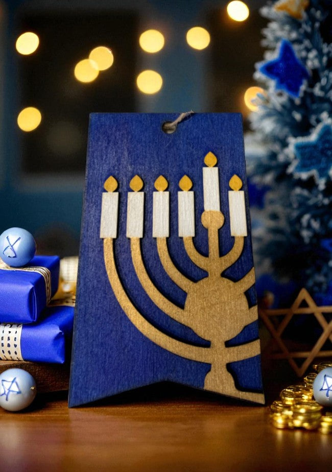 Hanukkah Wooden Gift Card Holders – Jewish Holiday Gift Tags for Dreidel, Menorah, Star of David