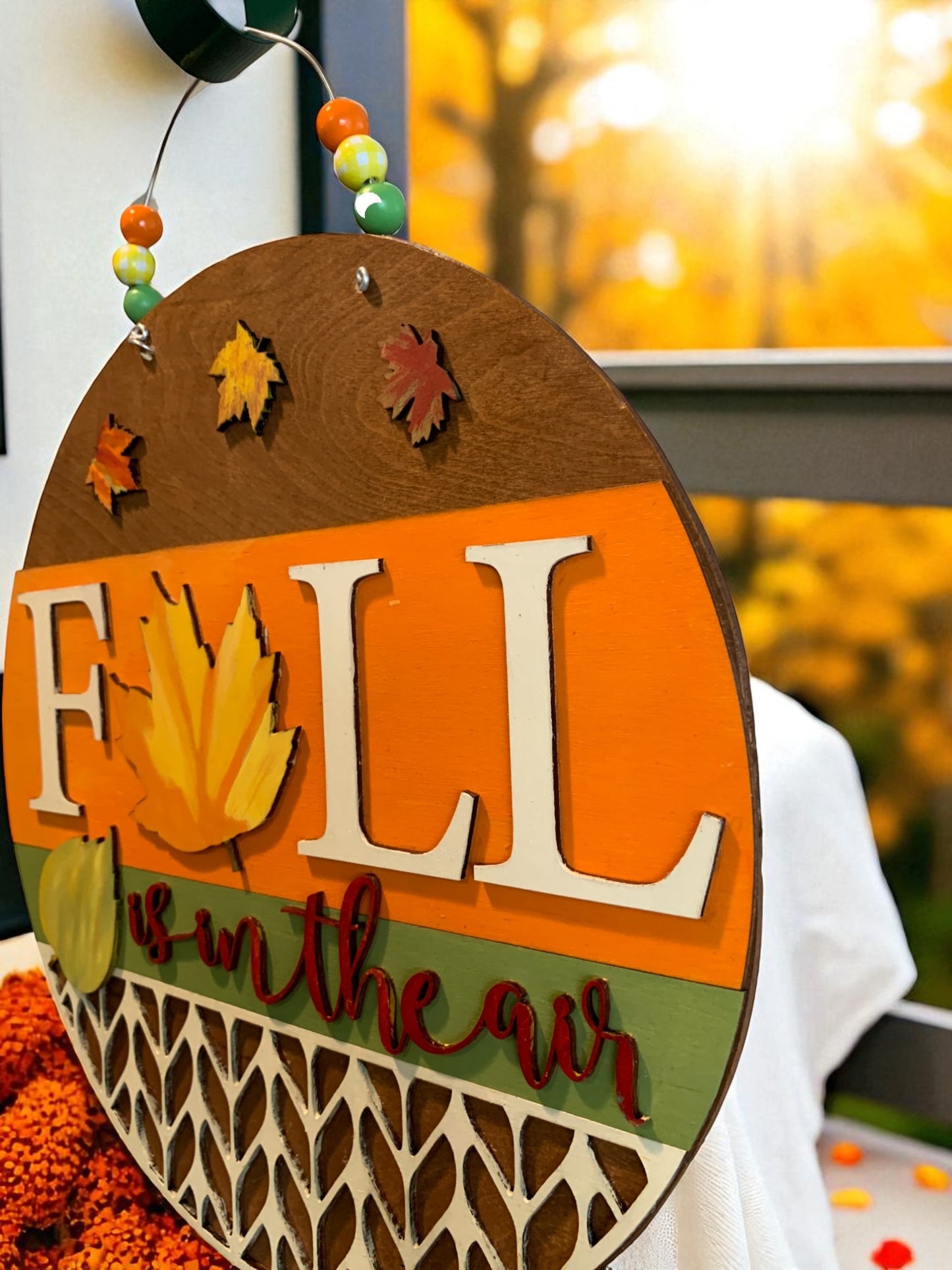 Fall Is in the Air Wooden Sign – Handmade Rustic Autumn Porch & Wall Décor