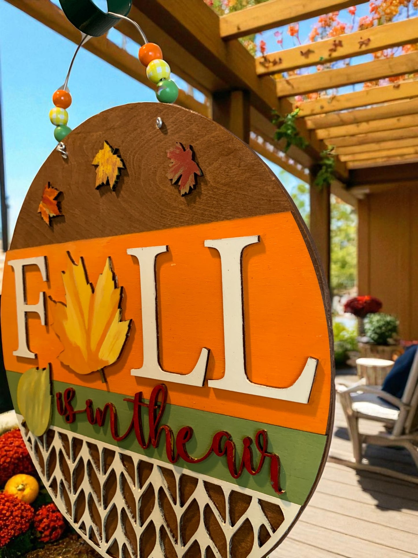 Fall Is in the Air Wooden Sign – Handmade Rustic Autumn Porch & Wall Décor