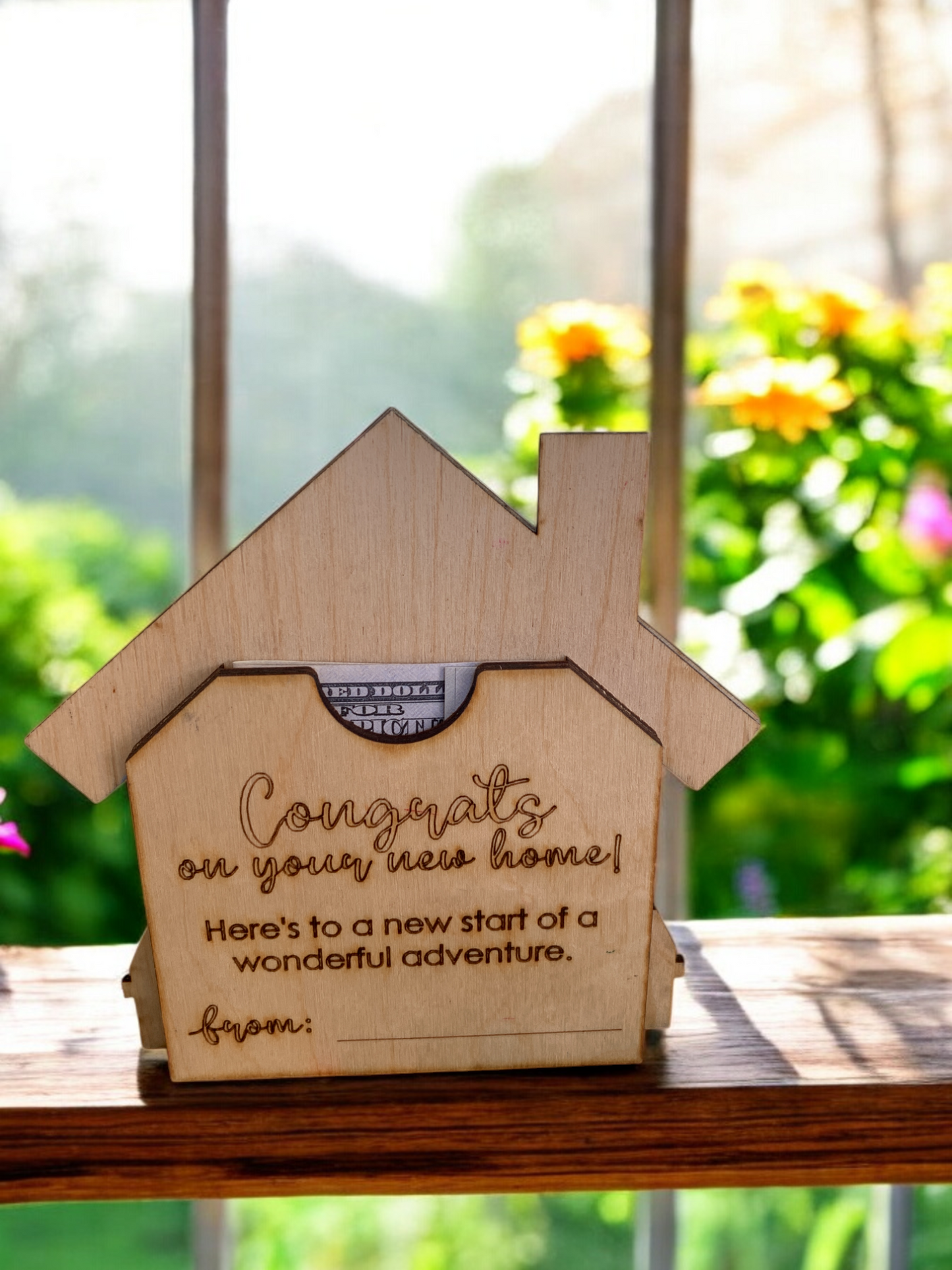 Wood House Gift Card Holder – Handmade New Home Gift Idea for Realtors & Housewarming